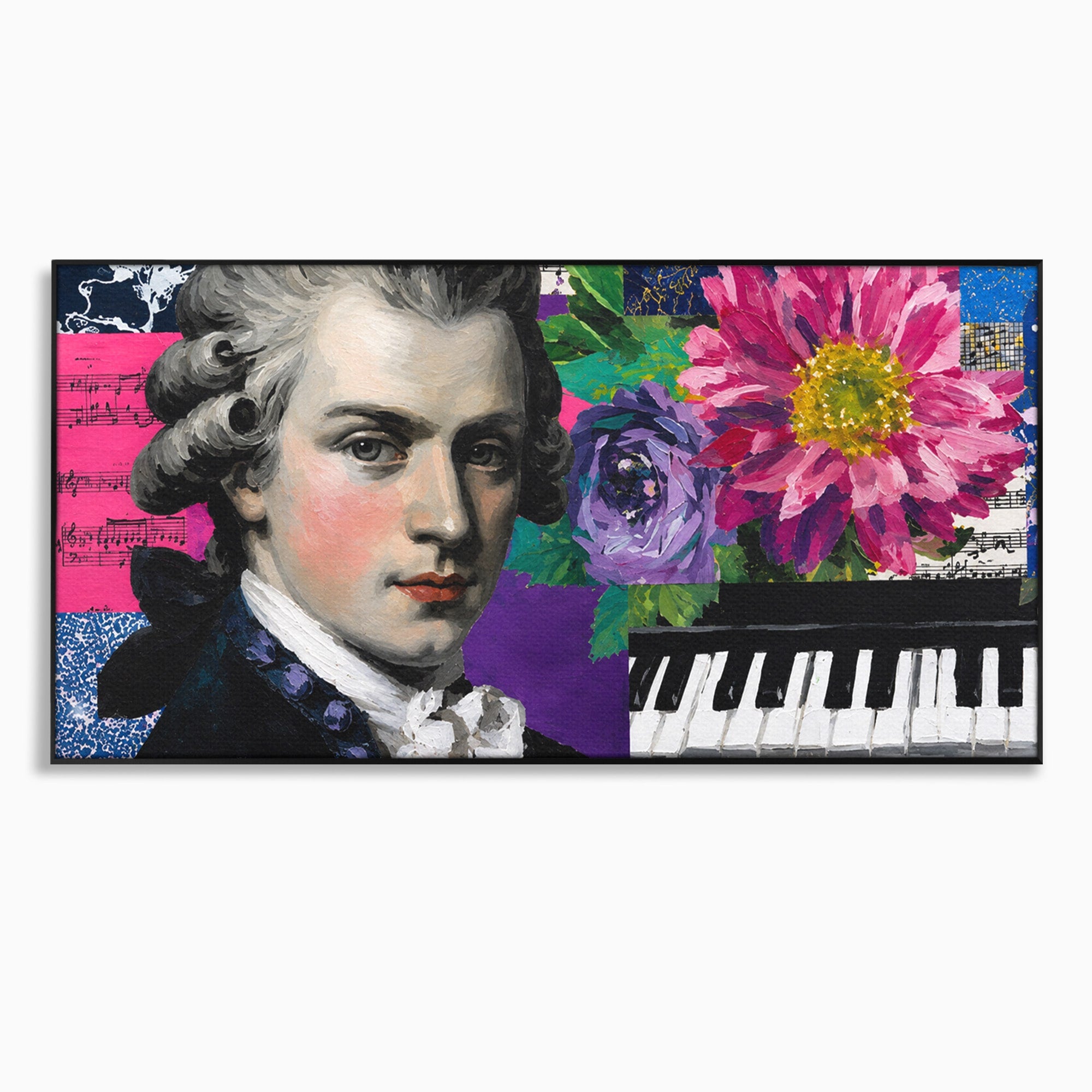 Tablou Canvas Premium LuxCanva® R1051, Portretul Lui Mozart, Portret, Muzician, Clasic, Living, Birou, Culori Vibrante
