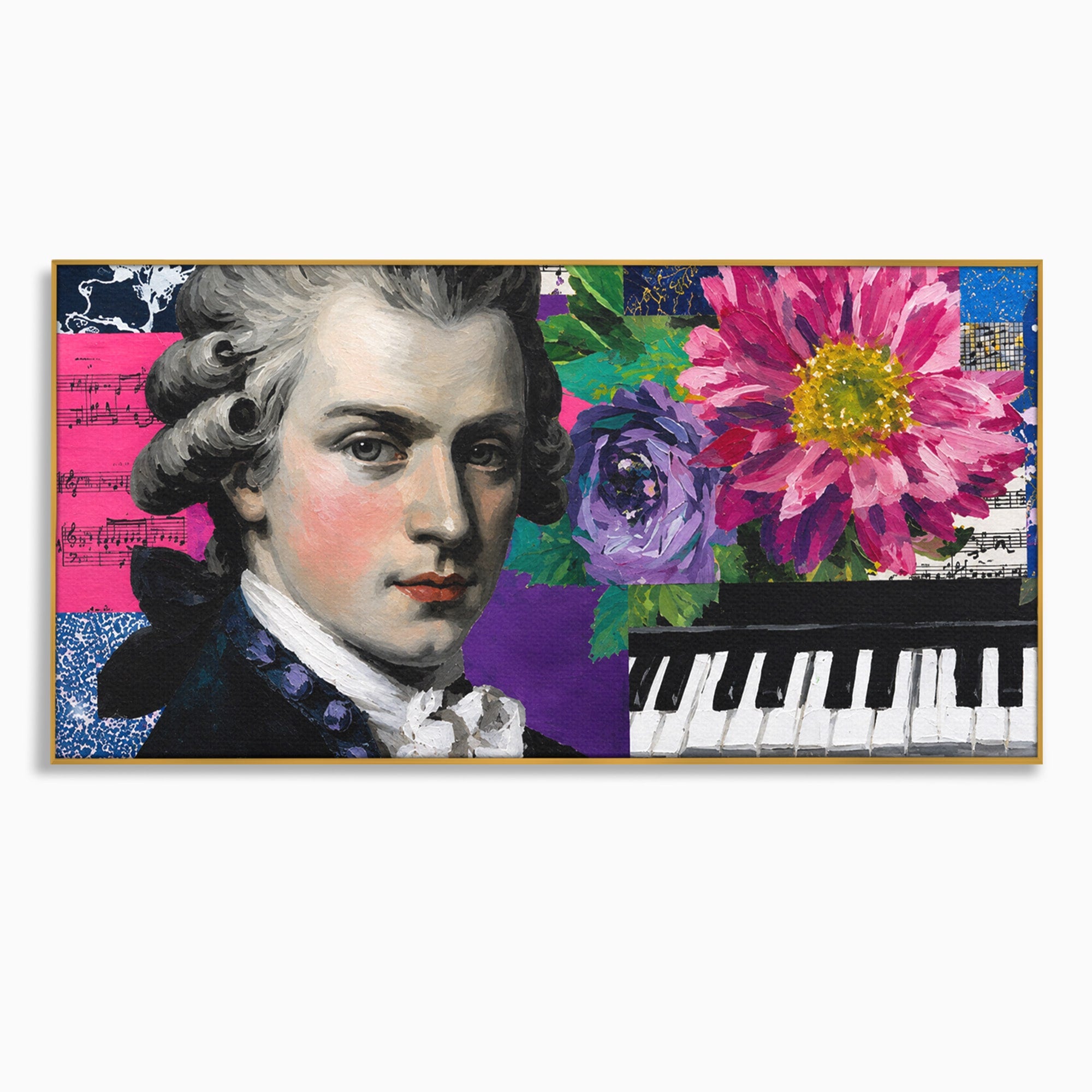 Tablou Canvas Premium LuxCanva® R1051, Portretul Lui Mozart, Portret, Muzician, Clasic, Living, Birou, Culori Vibrante