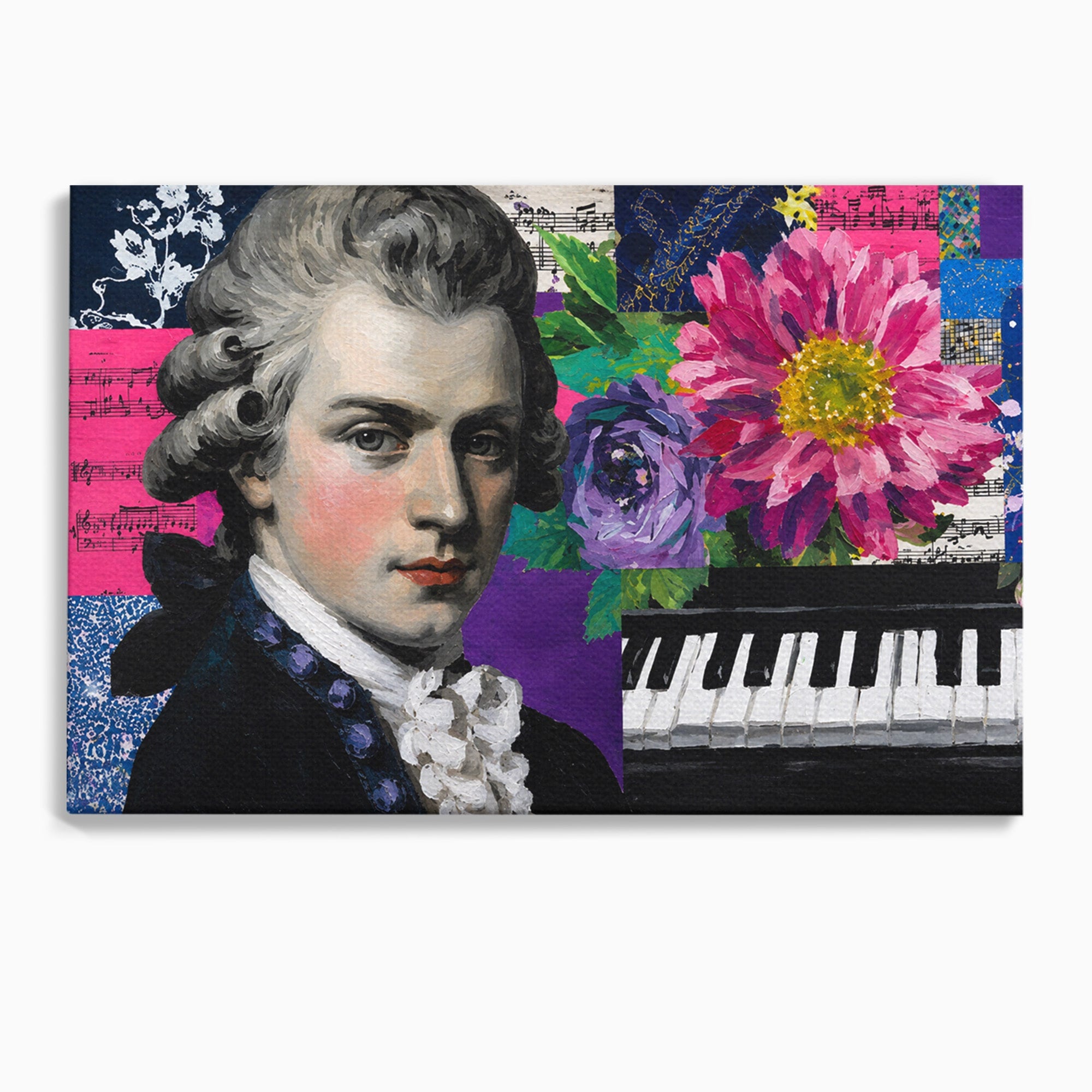 Tablou Canvas Premium LuxCanva® R1051, Portretul Lui Mozart, Portret, Muzician, Clasic, Living, Birou, Culori Vibrante