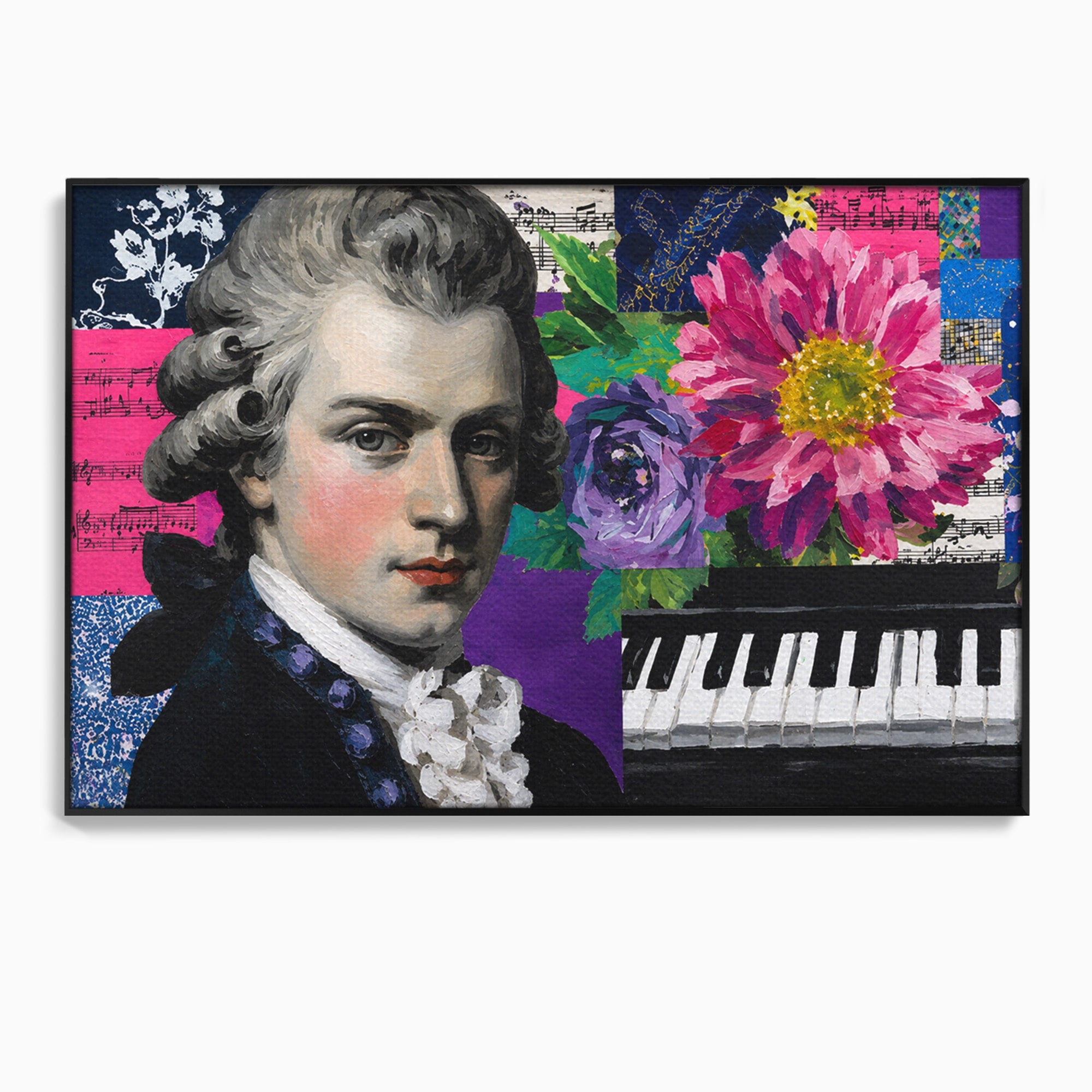 Tablou Canvas Premium LuxCanva® R1051, Portretul Lui Mozart, Portret, Muzician, Clasic, Living, Birou, Culori Vibrante
