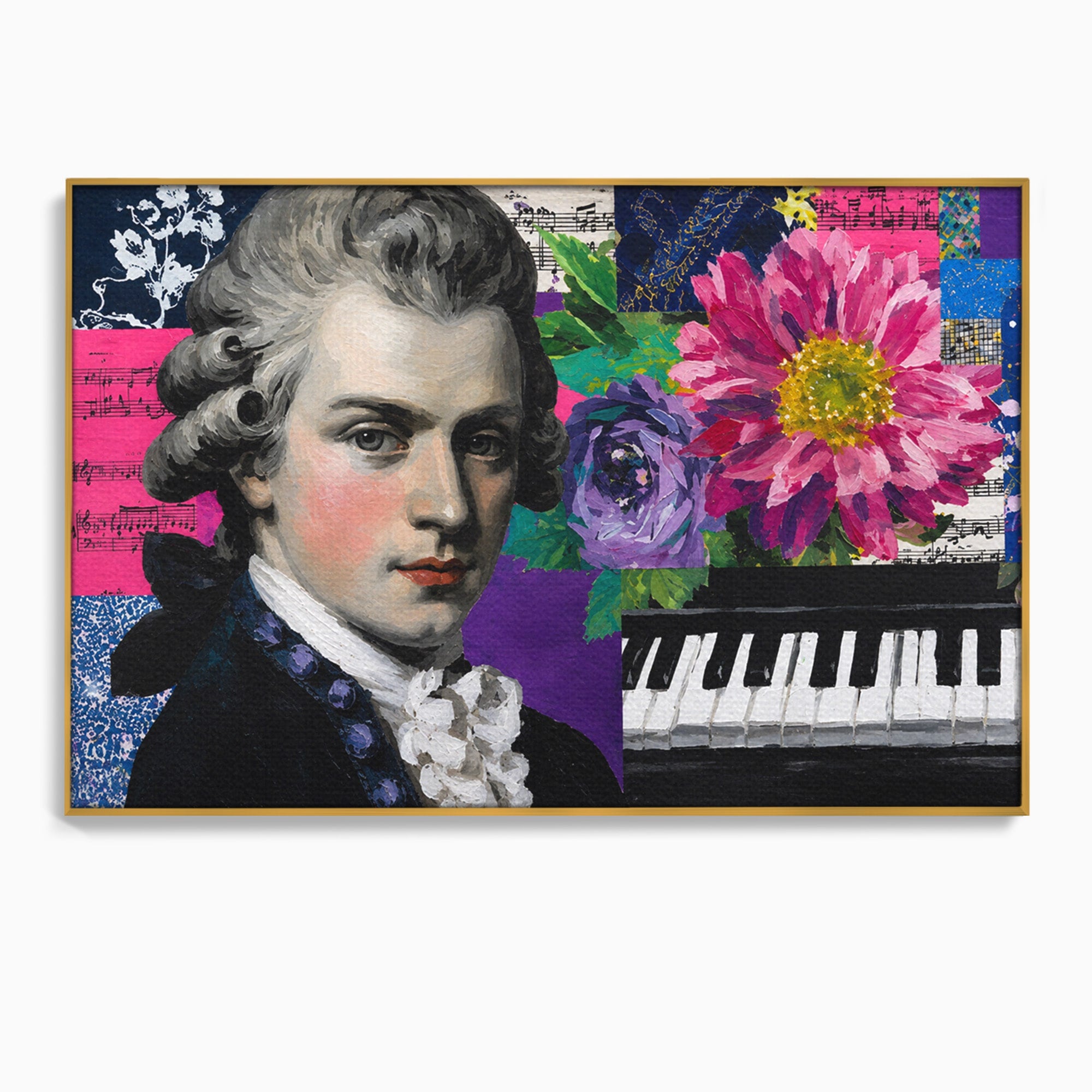 Tablou Canvas Premium LuxCanva® R1051, Portretul Lui Mozart, Portret, Muzician, Clasic, Living, Birou, Culori Vibrante