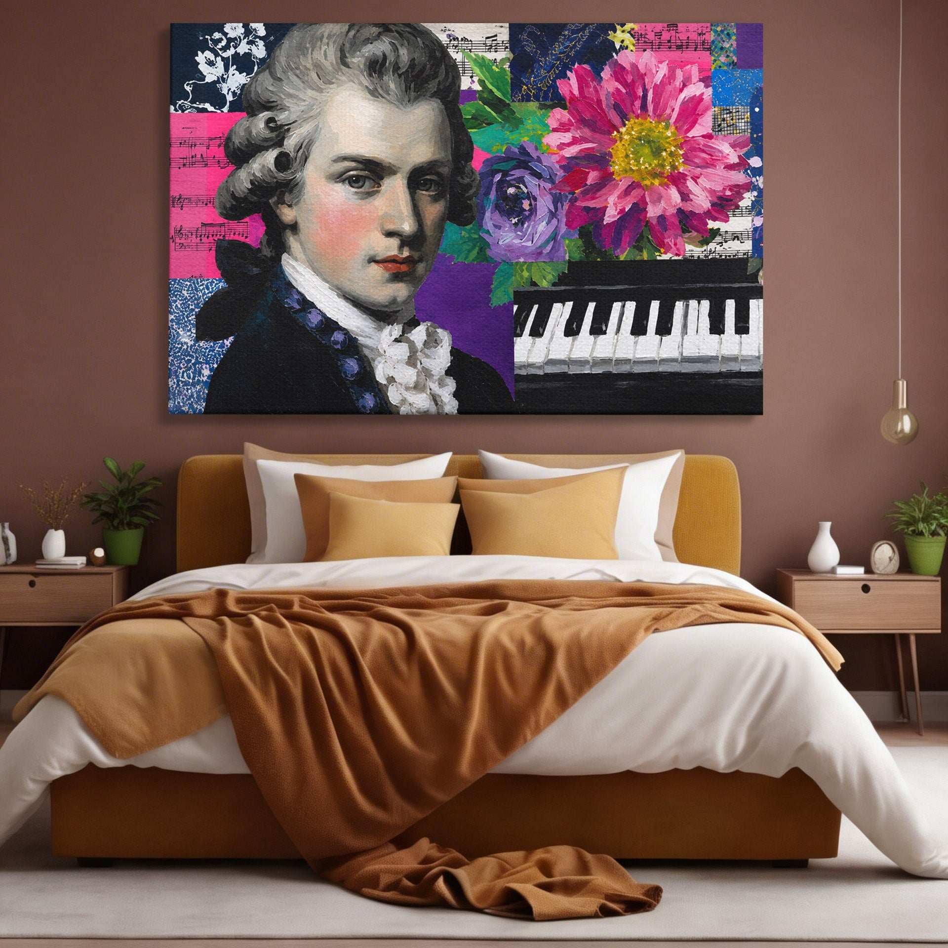 Tablou Canvas Premium LuxCanva® R1051, Portretul Lui Mozart, Portret, Muzician, Clasic, Living, Birou, Culori Vibrante