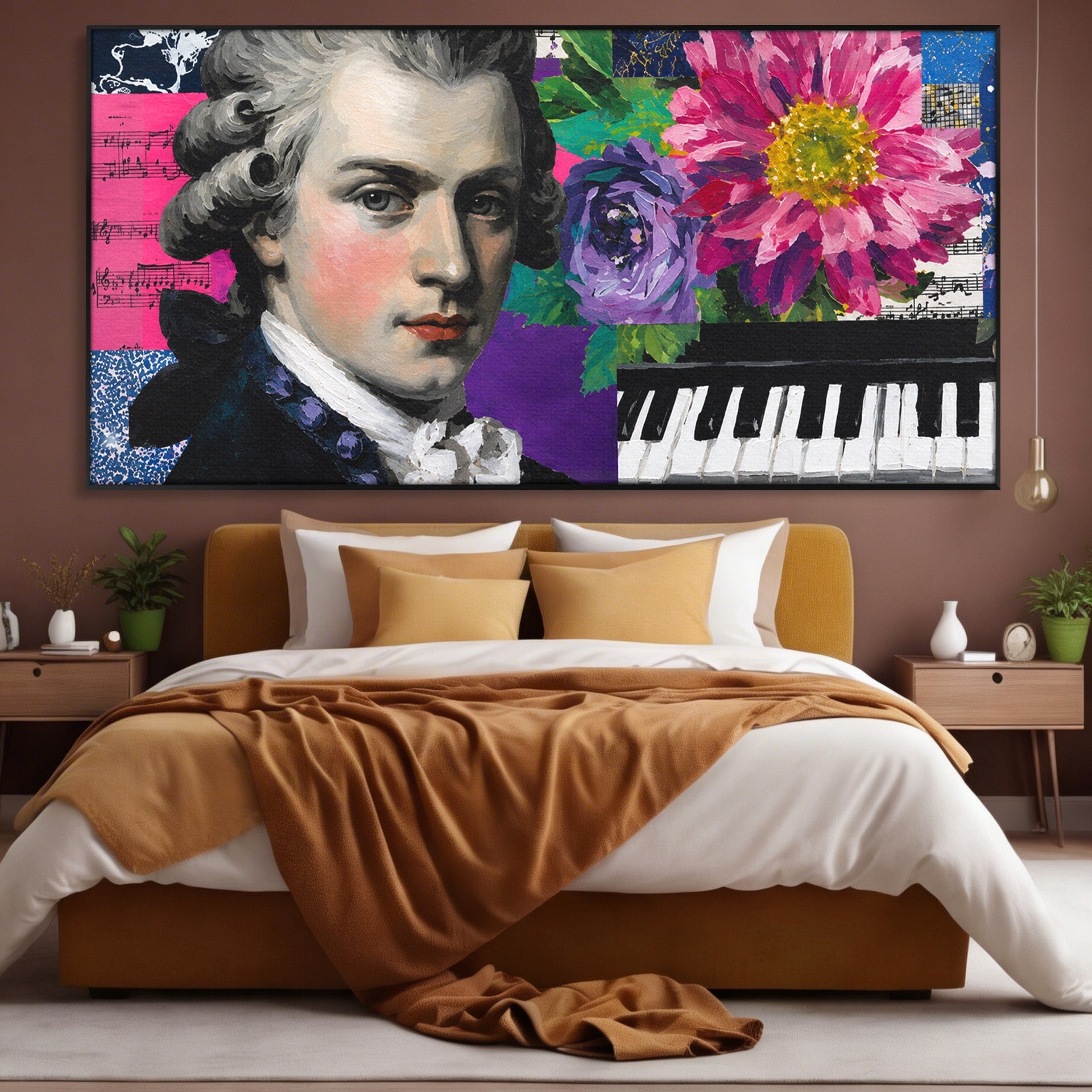 Tablou Canvas Premium LuxCanva® R1051, Portretul Lui Mozart, Portret, Muzician, Clasic, Living, Birou, Culori Vibrante