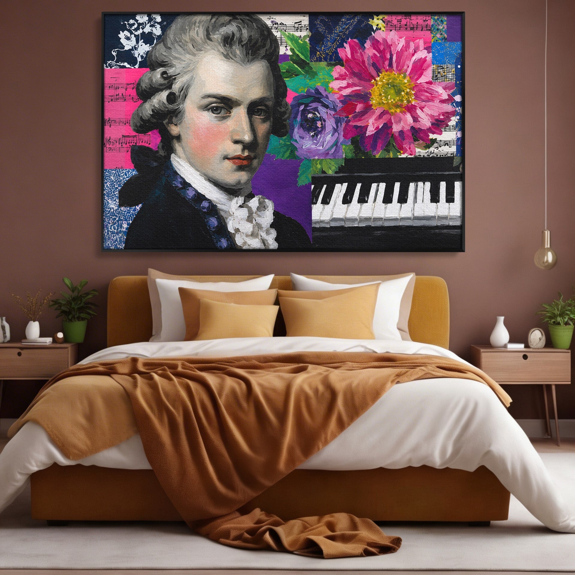 Tablou Canvas Premium LuxCanva® R1051, Portretul Lui Mozart, Portret, Muzician, Clasic, Living, Birou, Culori Vibrante