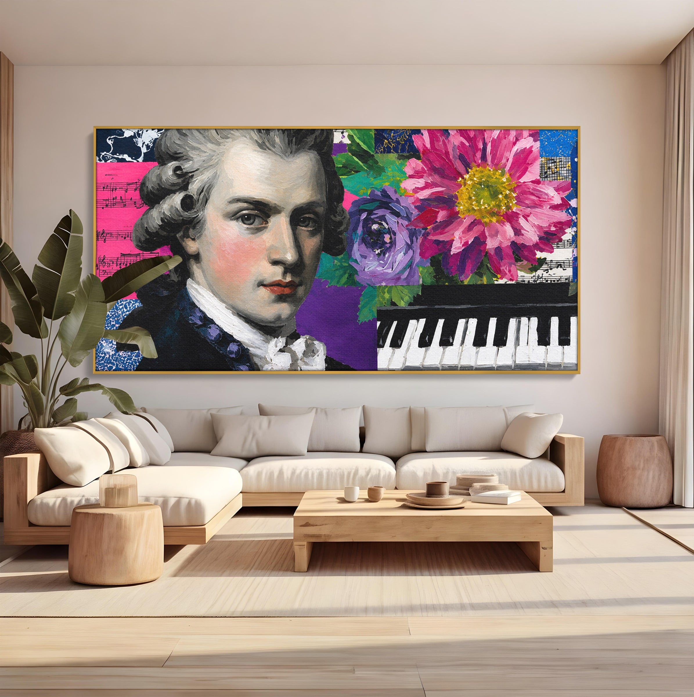 Tablou Canvas Premium LuxCanva® R1051, Portretul Lui Mozart, Portret, Muzician, Clasic, Living, Birou, Culori Vibrante