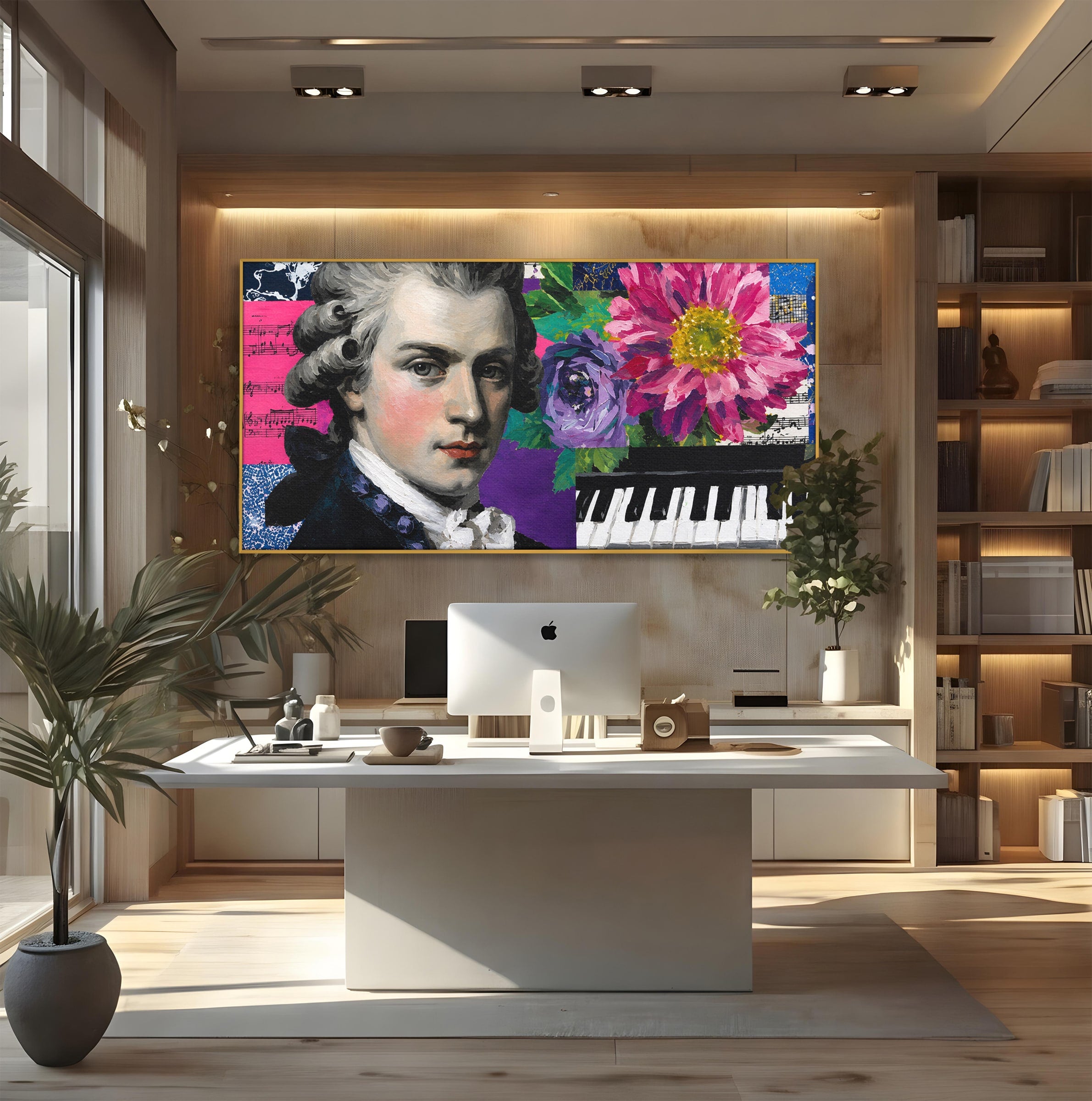 Tablou Canvas Premium LuxCanva® R1051, Portretul Lui Mozart, Portret, Muzician, Clasic, Living, Birou, Culori Vibrante