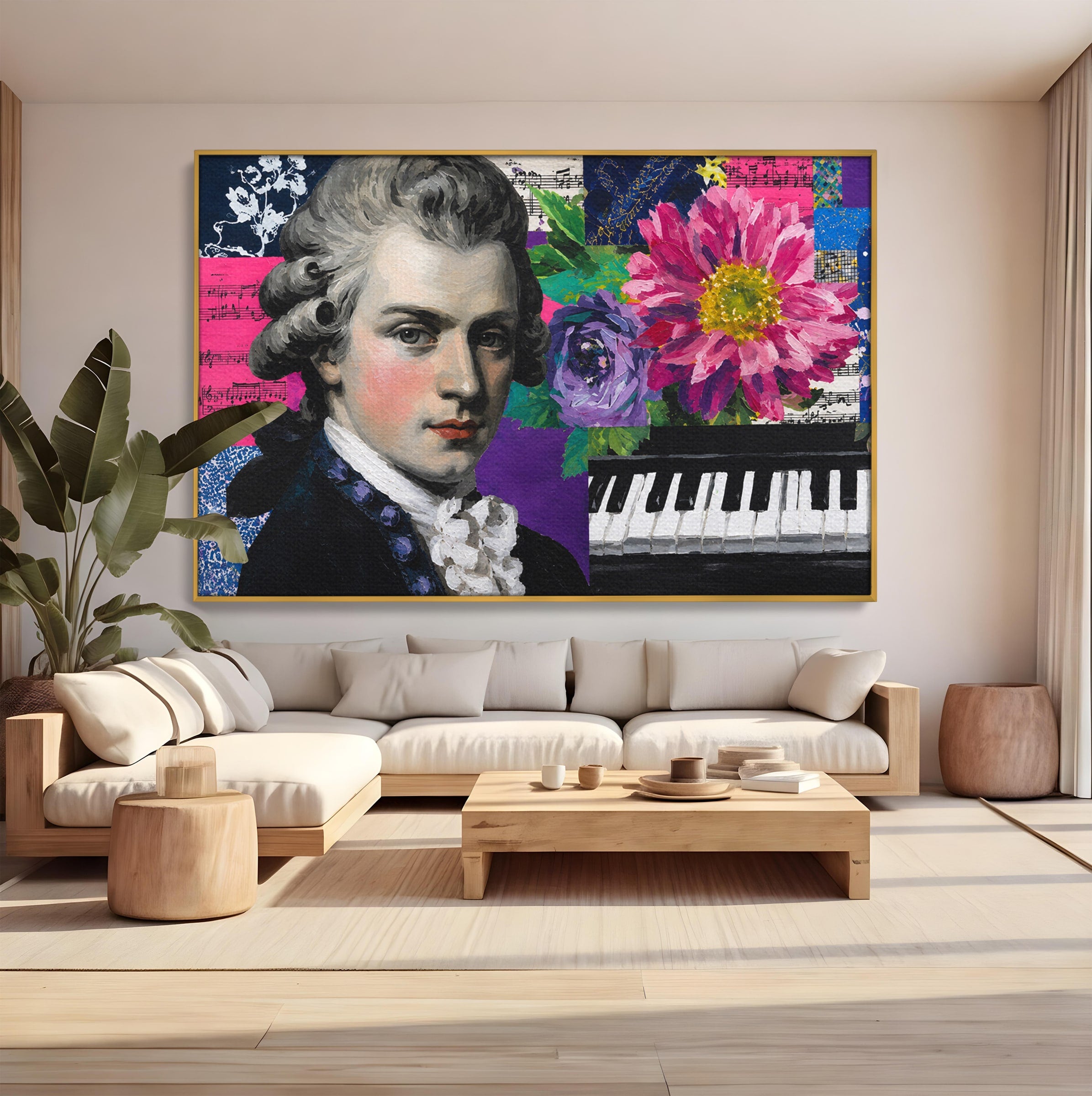 Tablou Canvas Premium LuxCanva® R1051, Portretul Lui Mozart, Portret, Muzician, Clasic, Living, Birou, Culori Vibrante