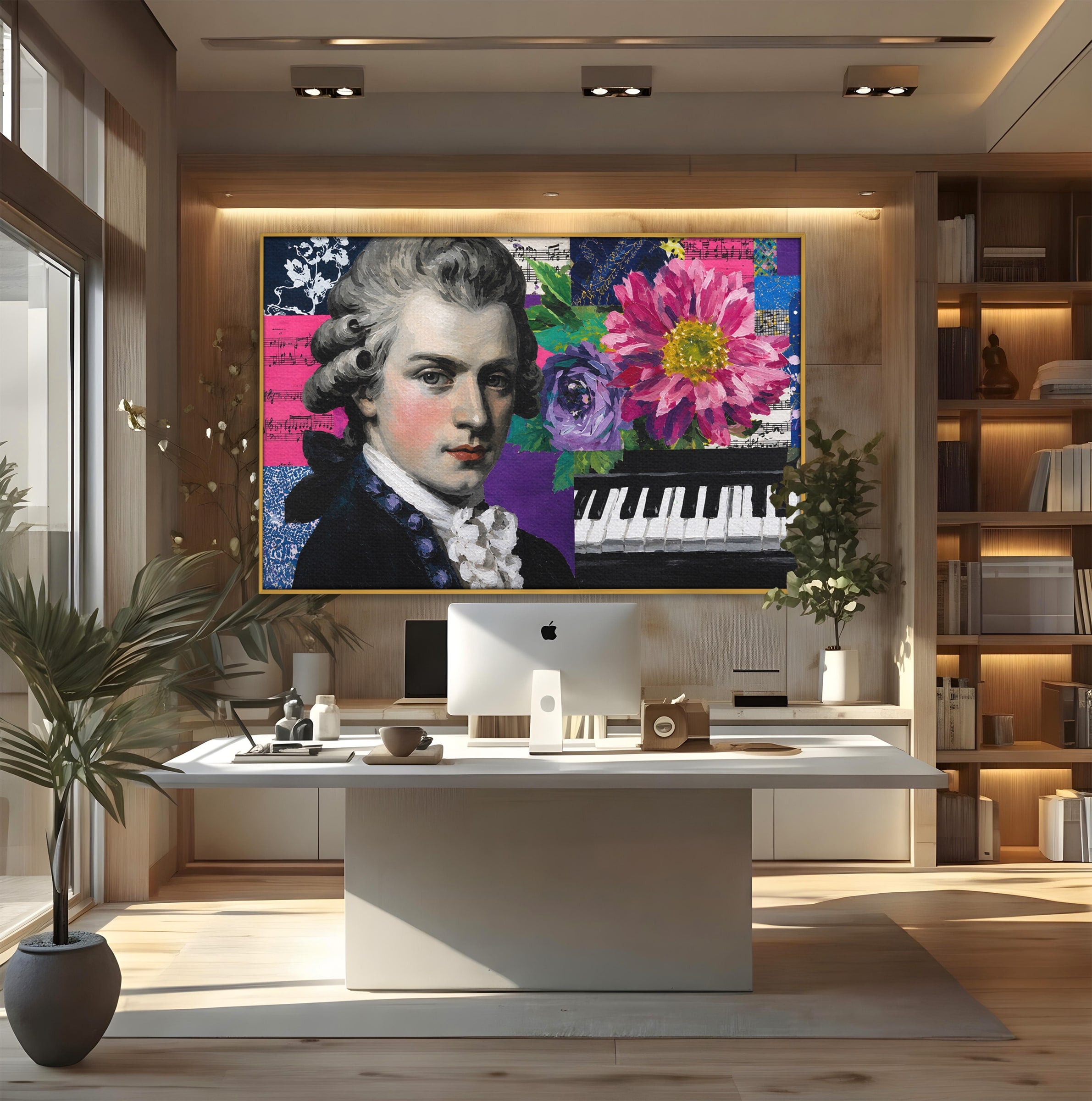 Tablou Canvas Premium LuxCanva® R1051, Portretul Lui Mozart, Portret, Muzician, Clasic, Living, Birou, Culori Vibrante