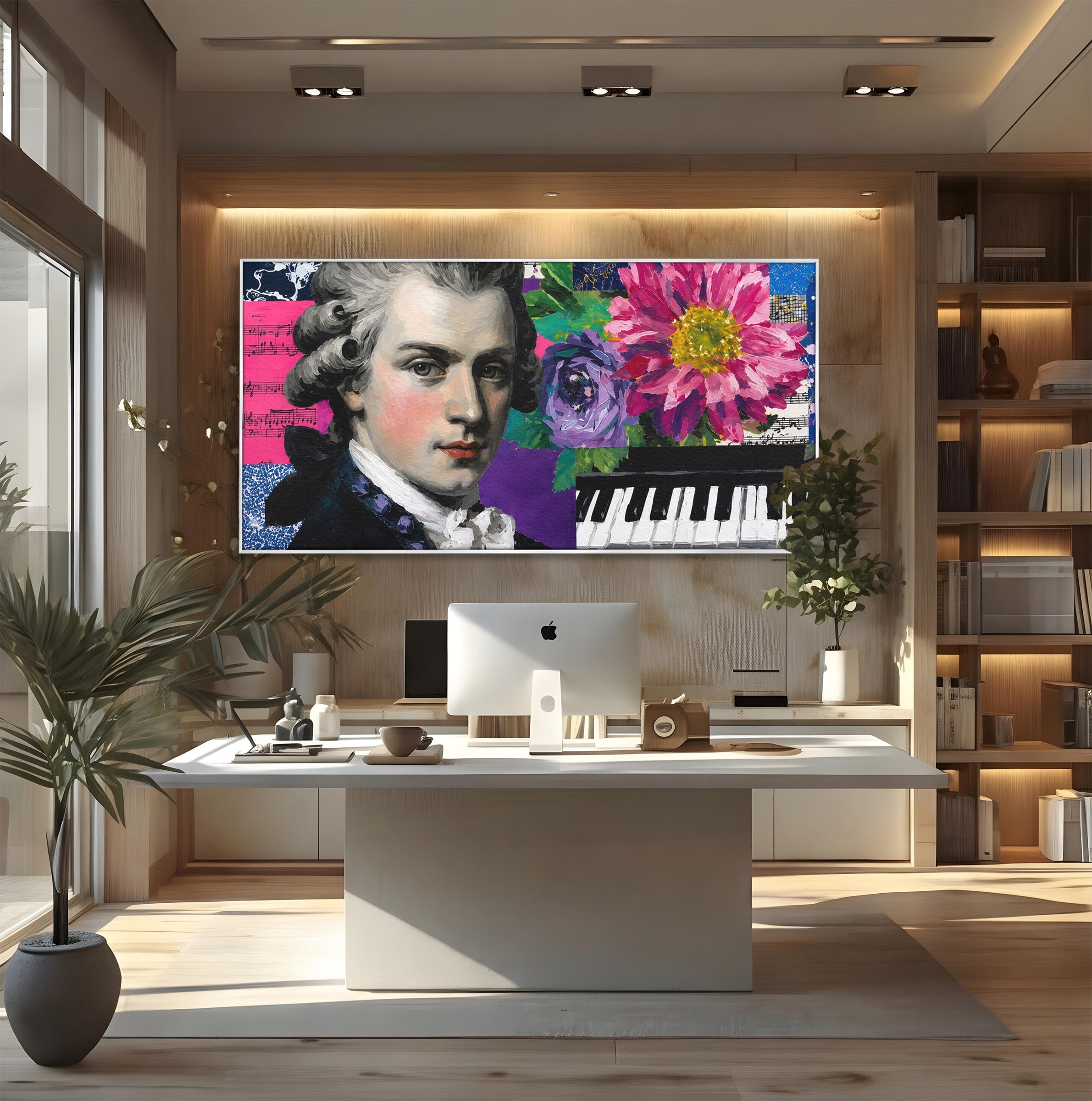 Tablou Canvas Premium LuxCanva® R1051, Portretul Lui Mozart, Portret, Muzician, Clasic, Living, Birou, Culori Vibrante