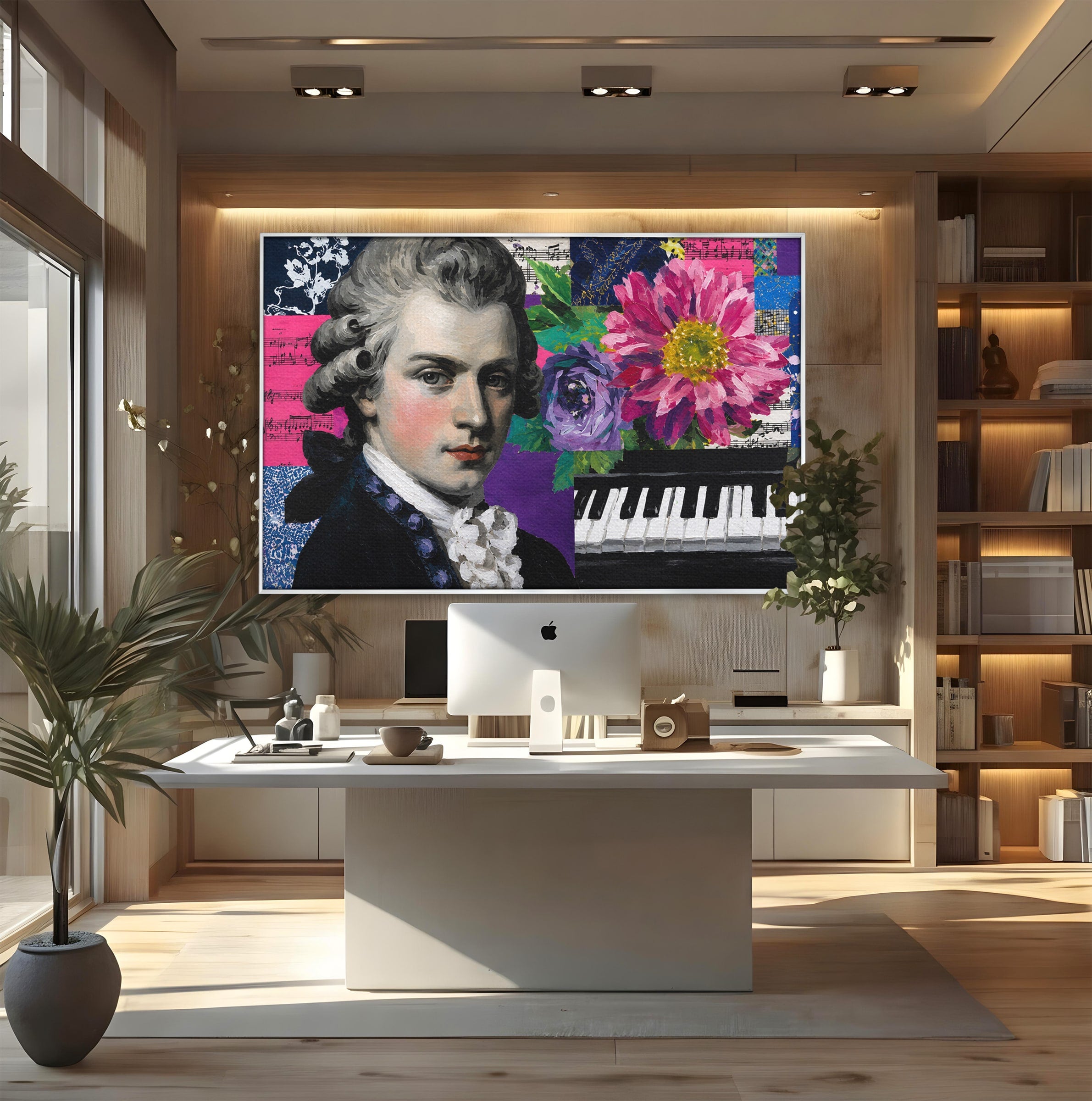 Tablou Canvas Premium LuxCanva® R1051, Portretul Lui Mozart, Portret, Muzician, Clasic, Living, Birou, Culori Vibrante