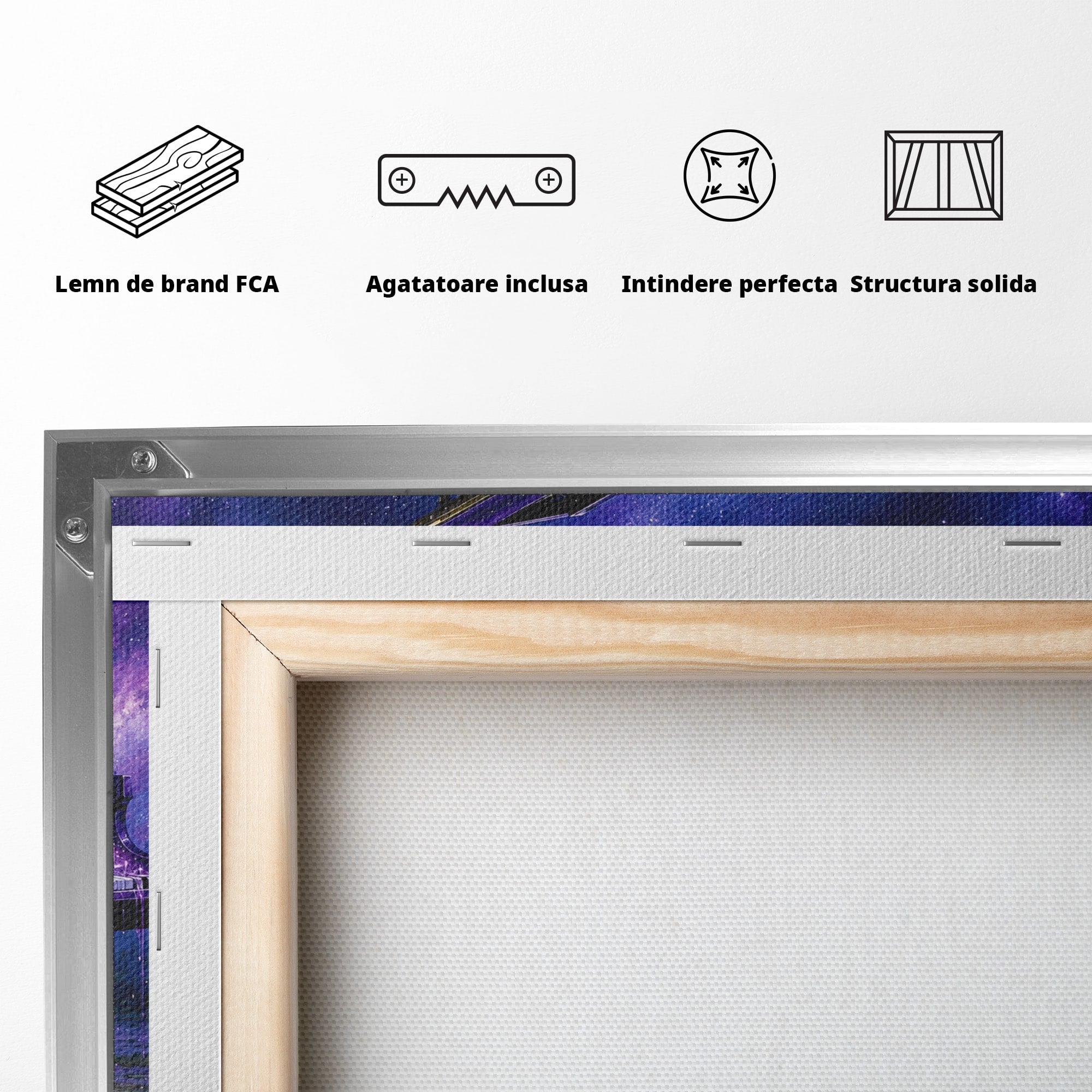 Tablou Canvas Premium LuxCanva® R1052, Pianul Cosmic, Pian, Cosmos, Oras, Noapte, Visare, Living, Culori Vibrante