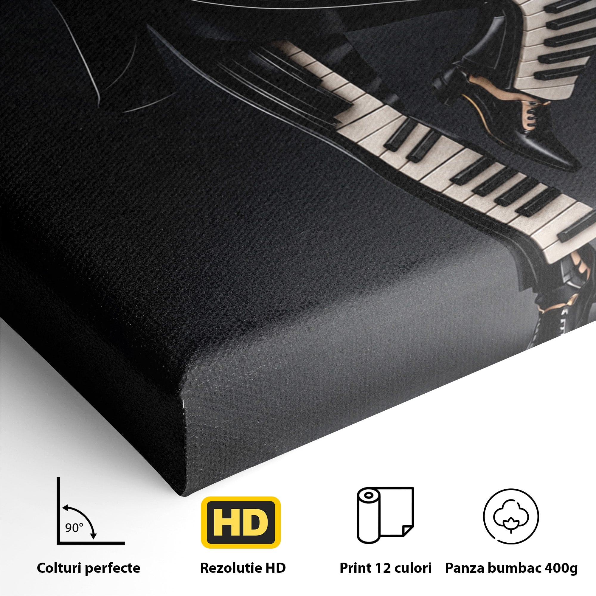 Tablou Canvas Premium LuxCanva® R1053, Dansatorul Pian, Pian, Dansator, Muzica, Arta Contemporana, Living, Culori Vibrante