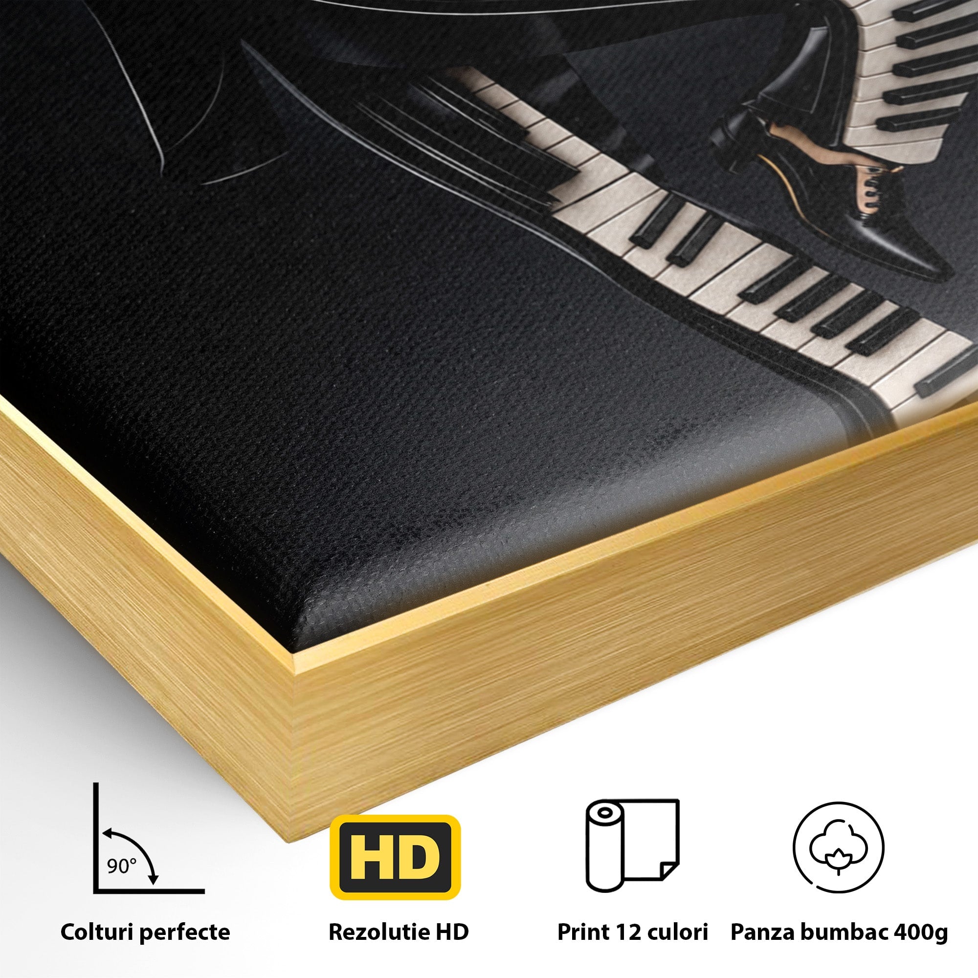 Tablou Canvas Premium LuxCanva® R1053, Dansatorul Pian, Pian, Dansator, Muzica, Arta Contemporana, Living, Culori Vibrante