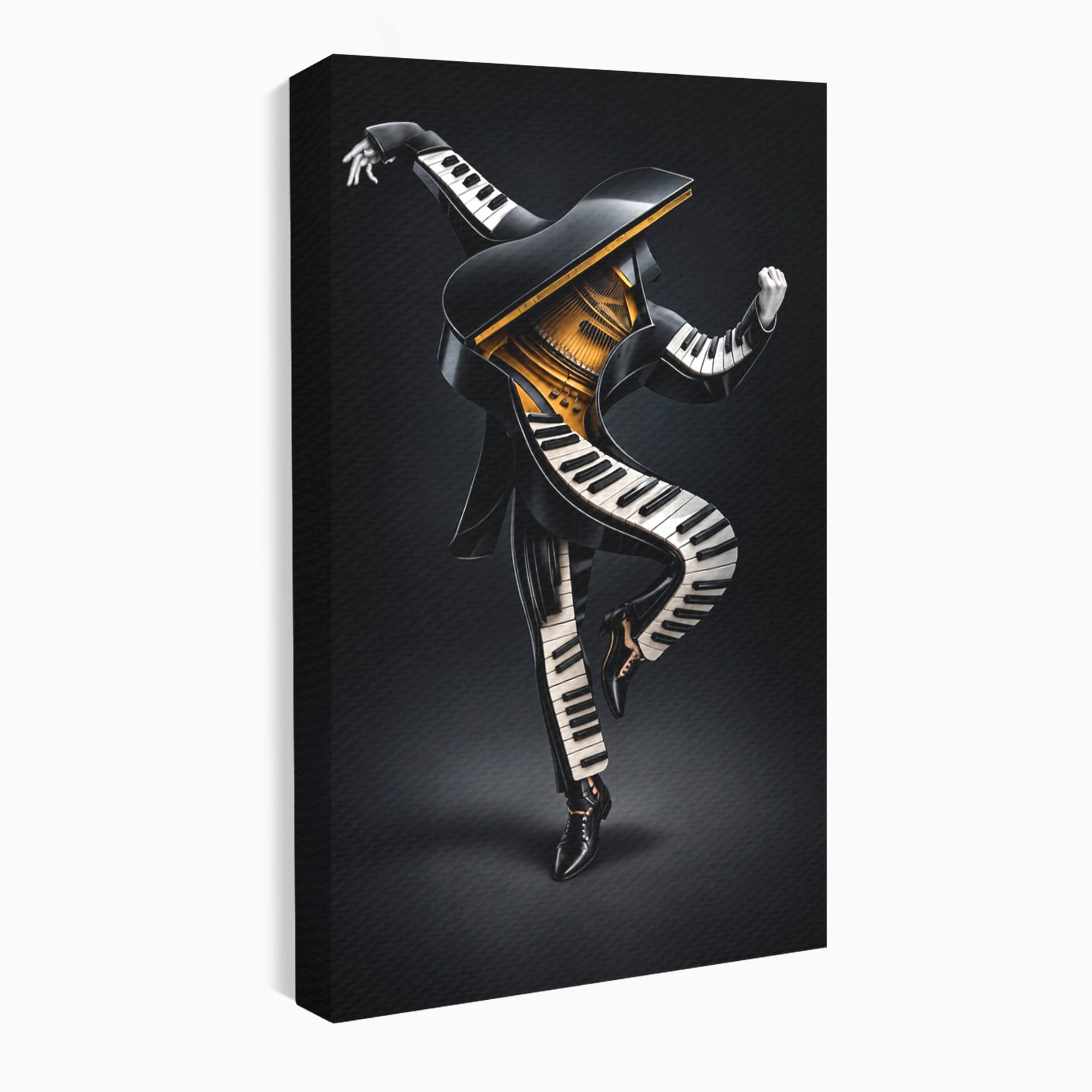 Tablou Canvas Premium LuxCanva® R1053, Dansatorul Pian, Pian, Dansator, Muzica, Arta Contemporana, Living, Culori Vibrante