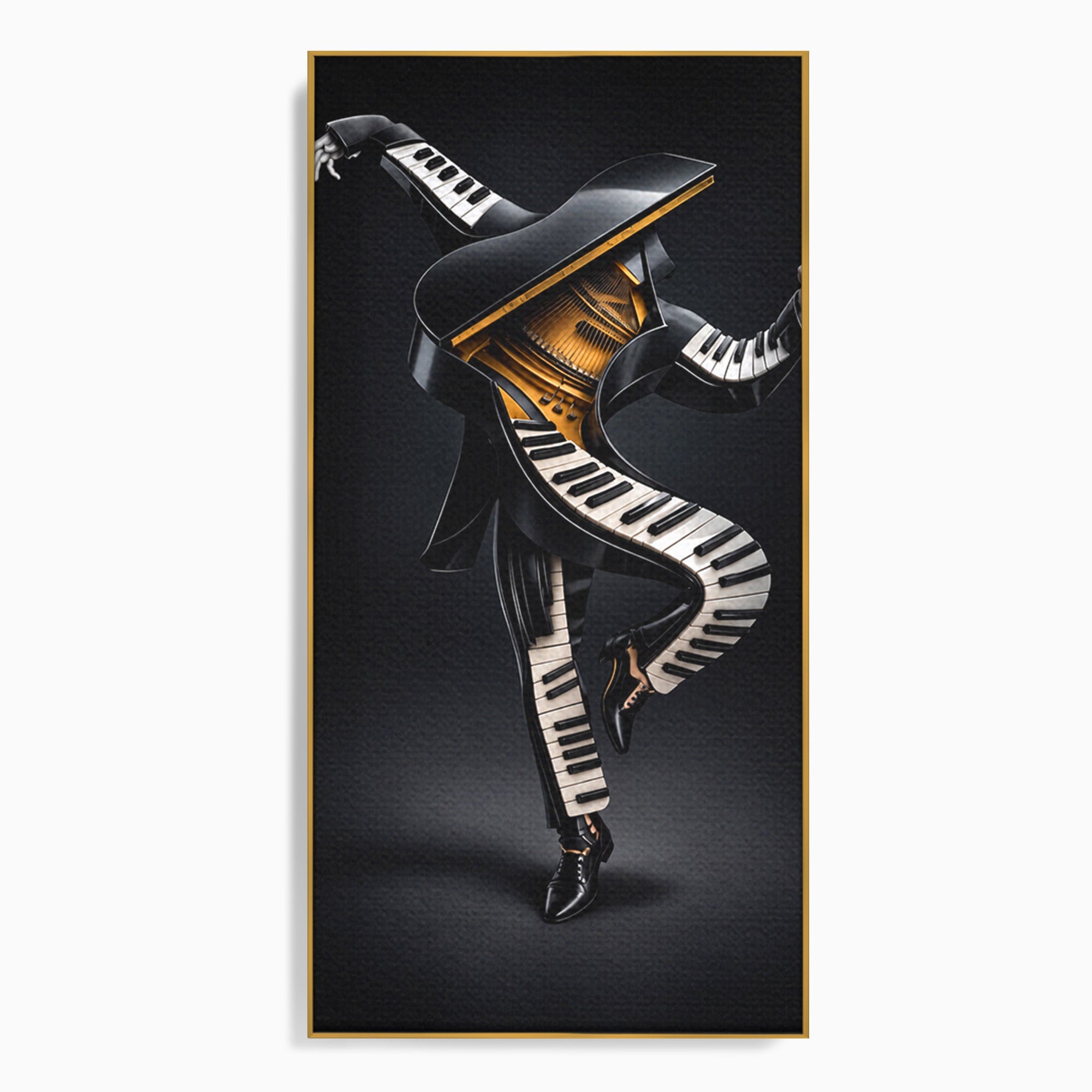 Tablou Canvas Premium LuxCanva® R1053, Dansatorul Pian, Pian, Dansator, Muzica, Arta Contemporana, Living, Culori Vibrante