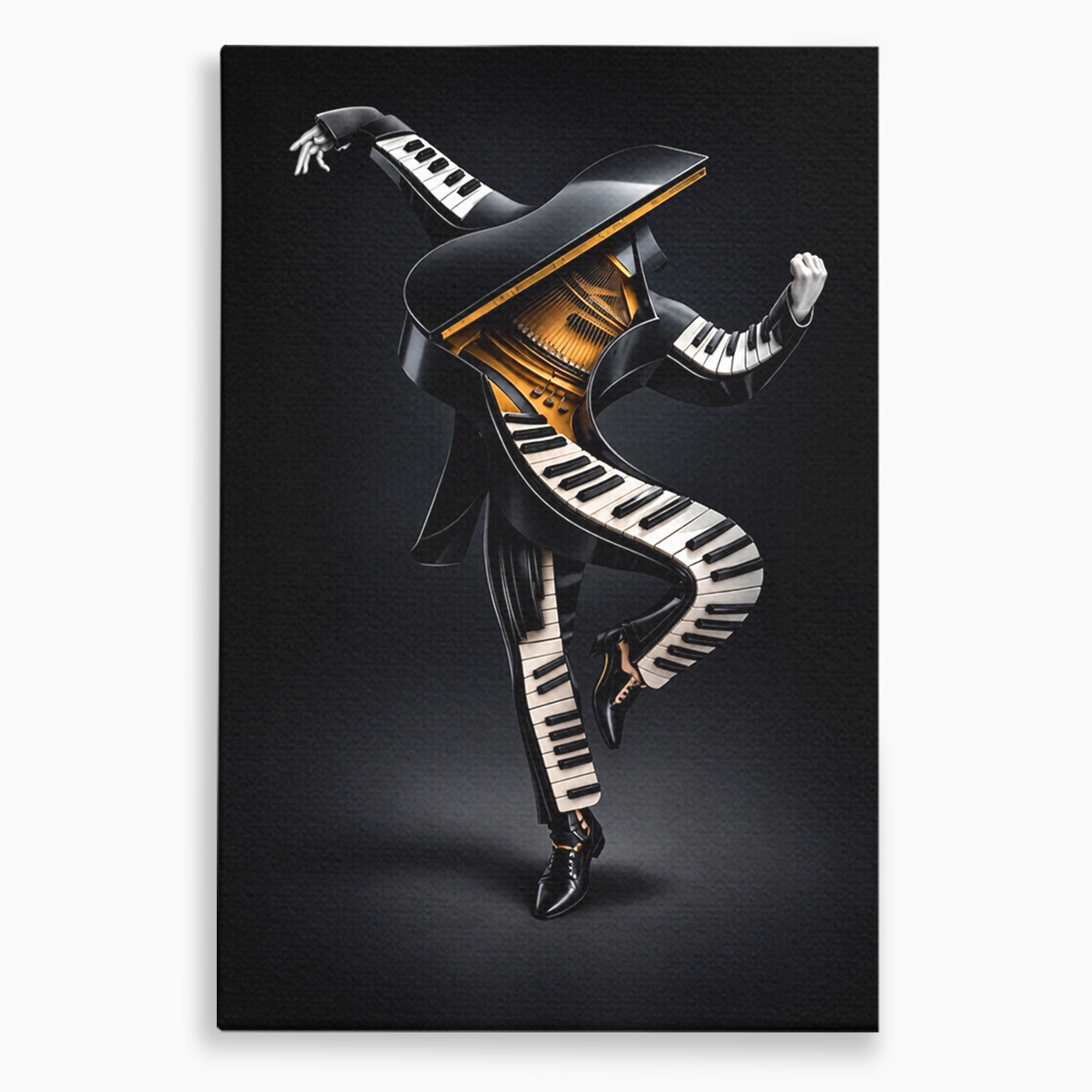 Tablou Canvas Premium LuxCanva® R1053, Dansatorul Pian, Pian, Dansator, Muzica, Arta Contemporana, Living, Culori Vibrante