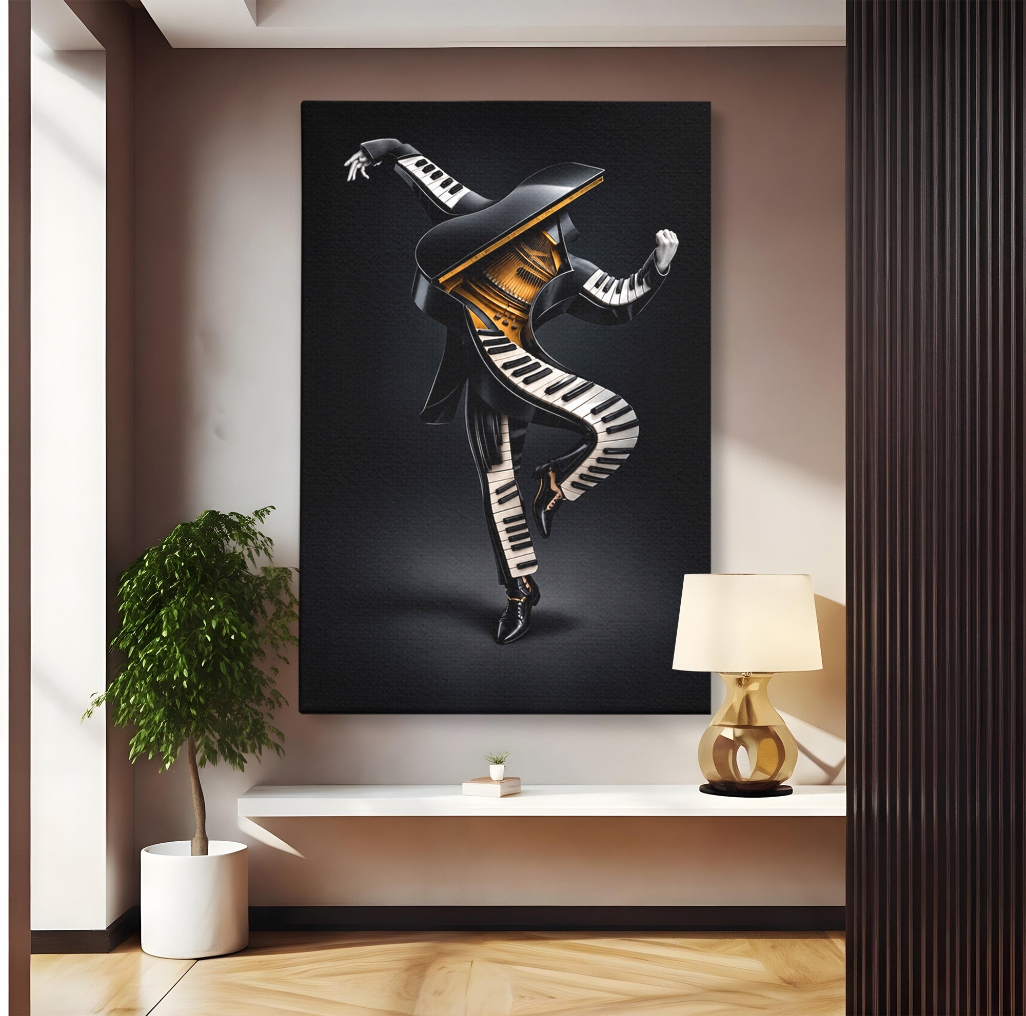 Tablou Canvas Premium LuxCanva® R1053, Dansatorul Pian, Pian, Dansator, Muzica, Arta Contemporana, Living, Culori Vibrante