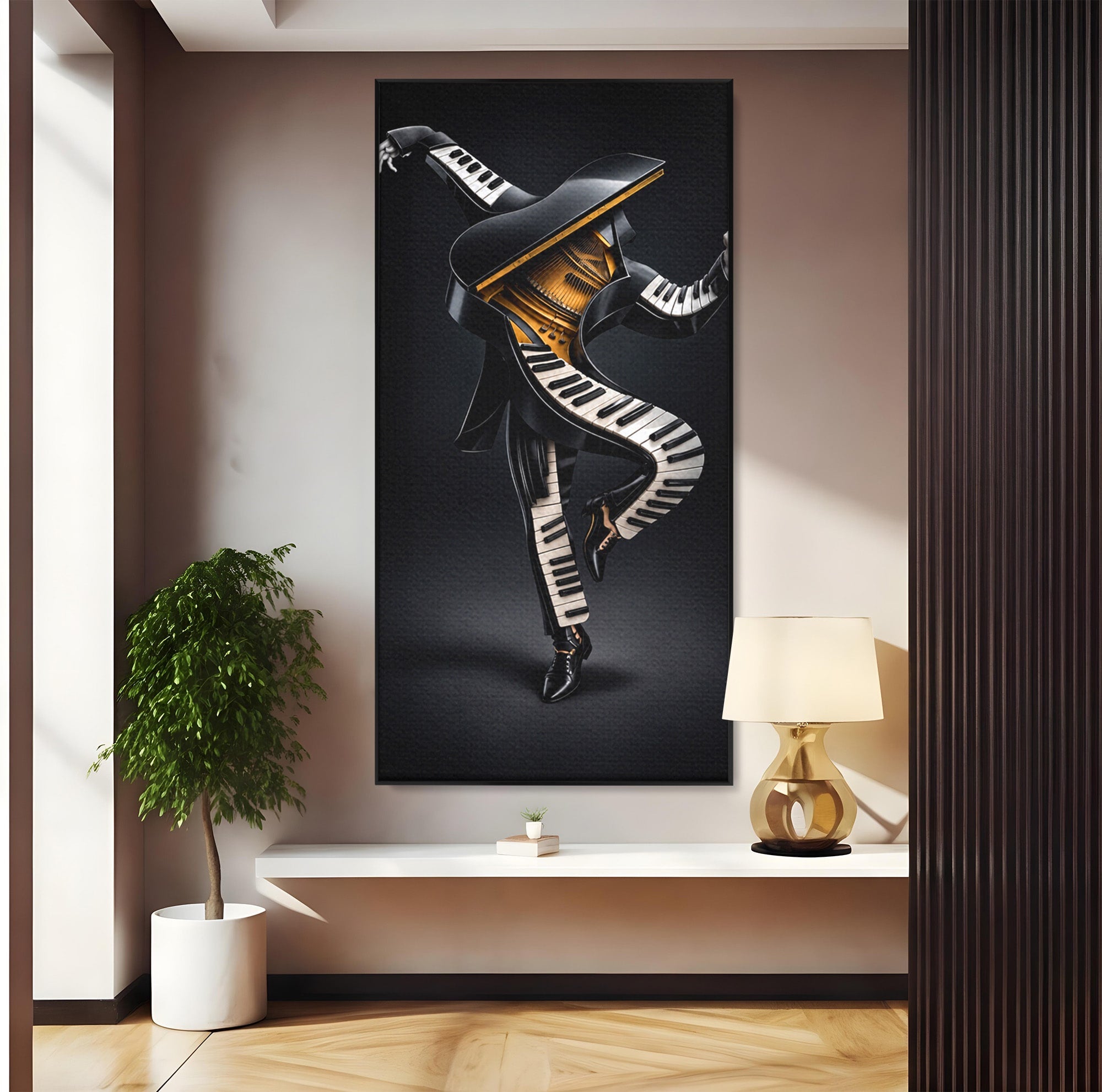 Tablou Canvas Premium LuxCanva® R1053, Dansatorul Pian, Pian, Dansator, Muzica, Arta Contemporana, Living, Culori Vibrante