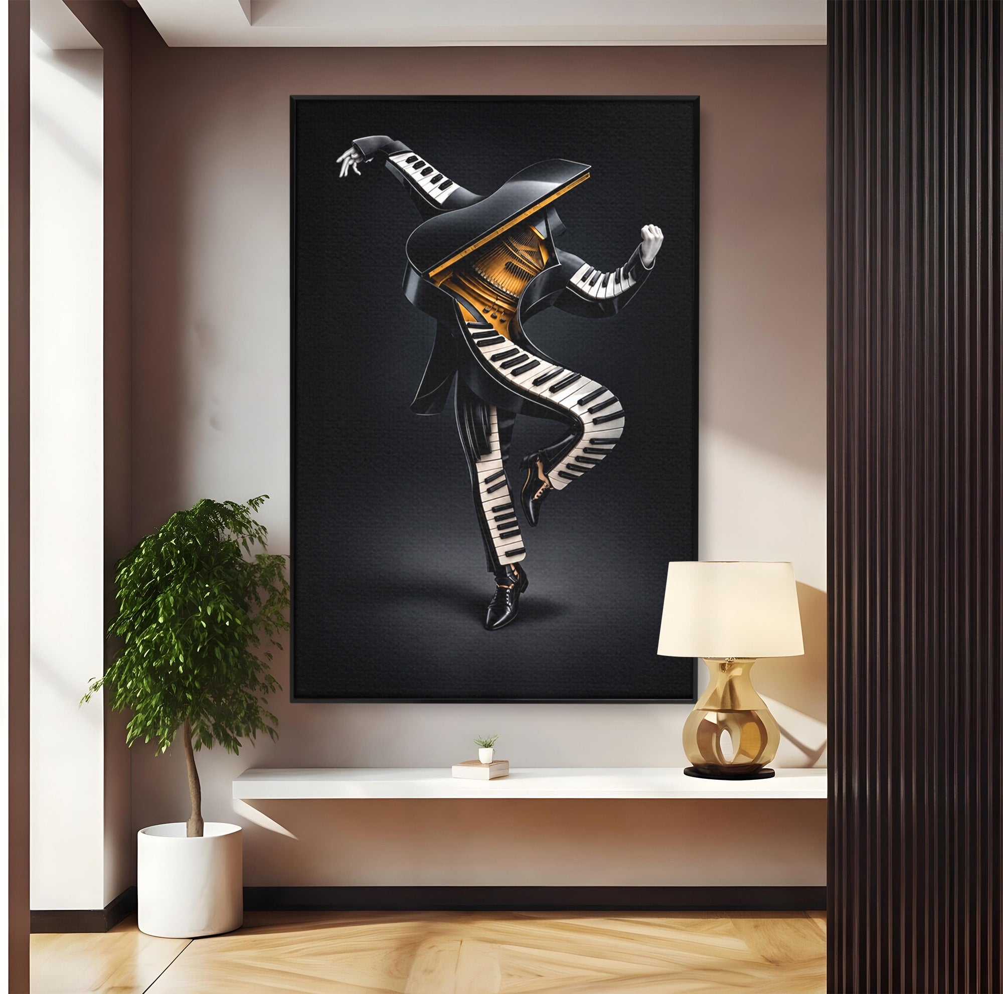 Tablou Canvas Premium LuxCanva® R1053, Dansatorul Pian, Pian, Dansator, Muzica, Arta Contemporana, Living, Culori Vibrante
