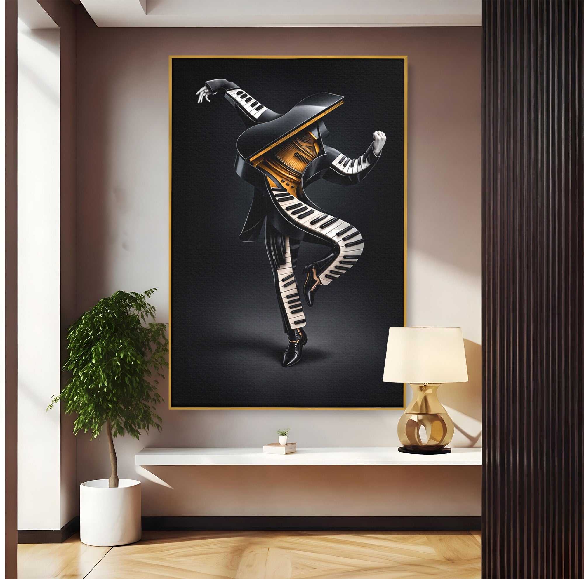 Tablou Canvas Premium LuxCanva® R1053, Dansatorul Pian, Pian, Dansator, Muzica, Arta Contemporana, Living, Culori Vibrante
