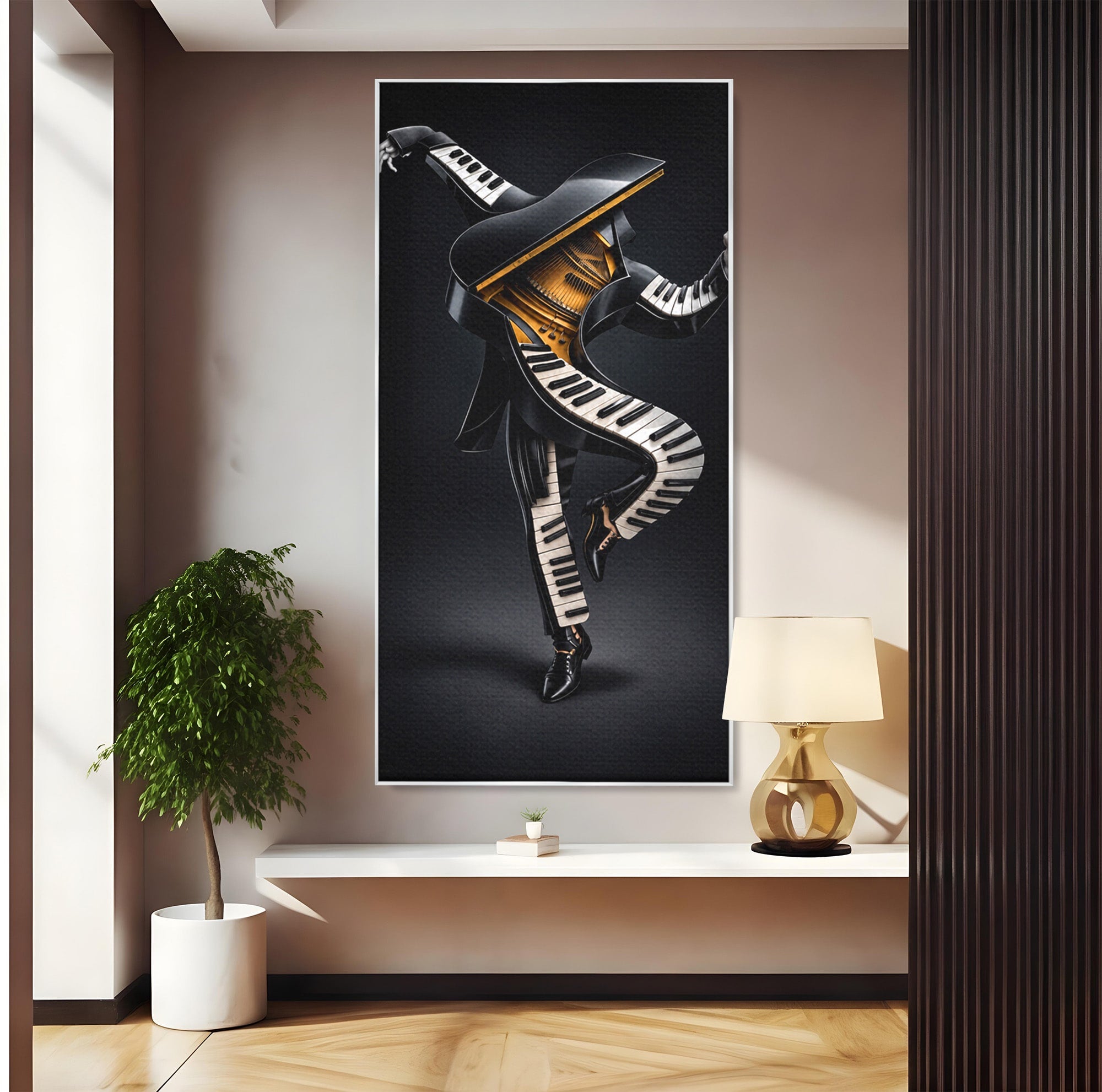 Tablou Canvas Premium LuxCanva® R1053, Dansatorul Pian, Pian, Dansator, Muzica, Arta Contemporana, Living, Culori Vibrante