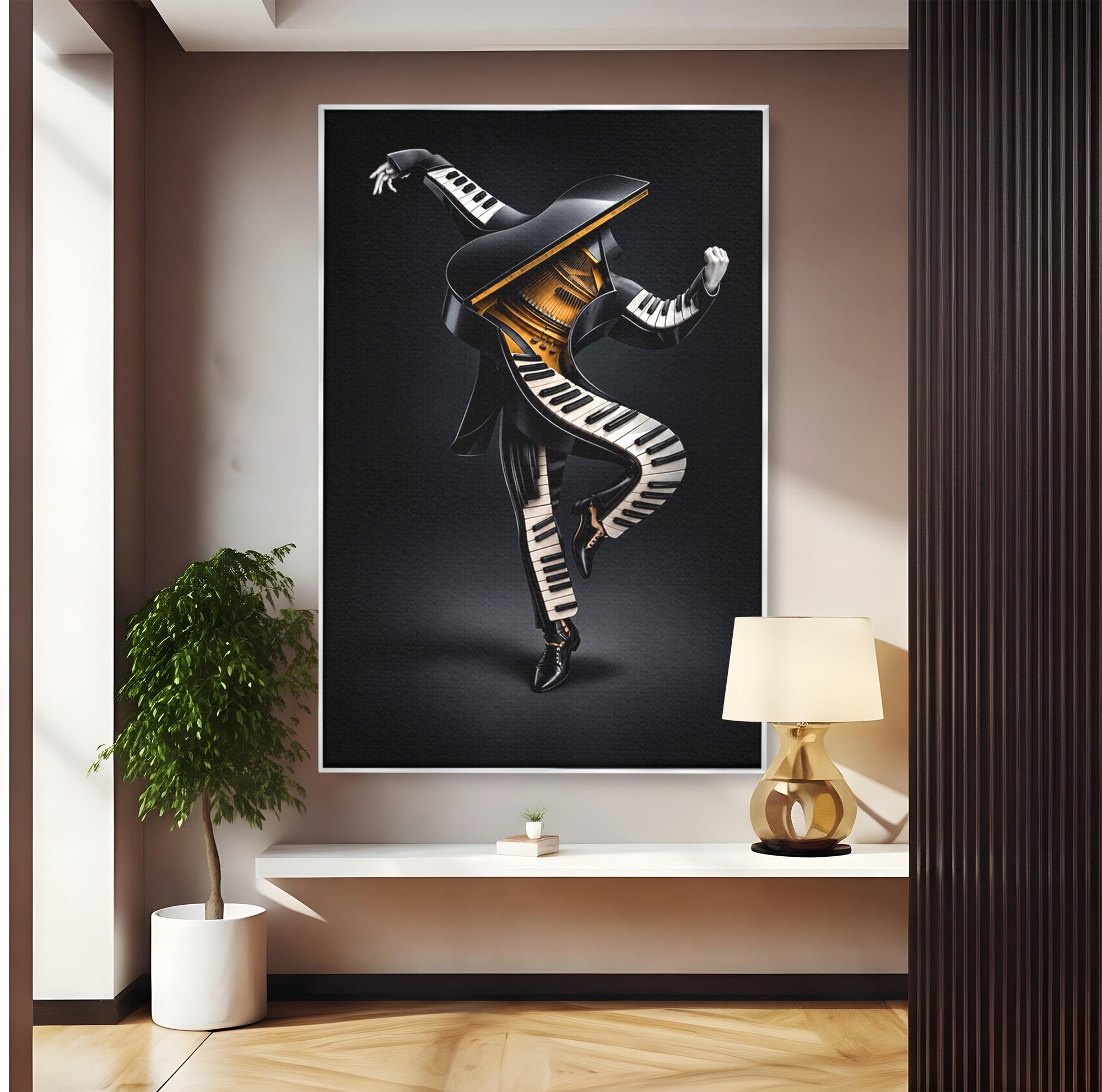 Tablou Canvas Premium LuxCanva® R1053, Dansatorul Pian, Pian, Dansator, Muzica, Arta Contemporana, Living, Culori Vibrante