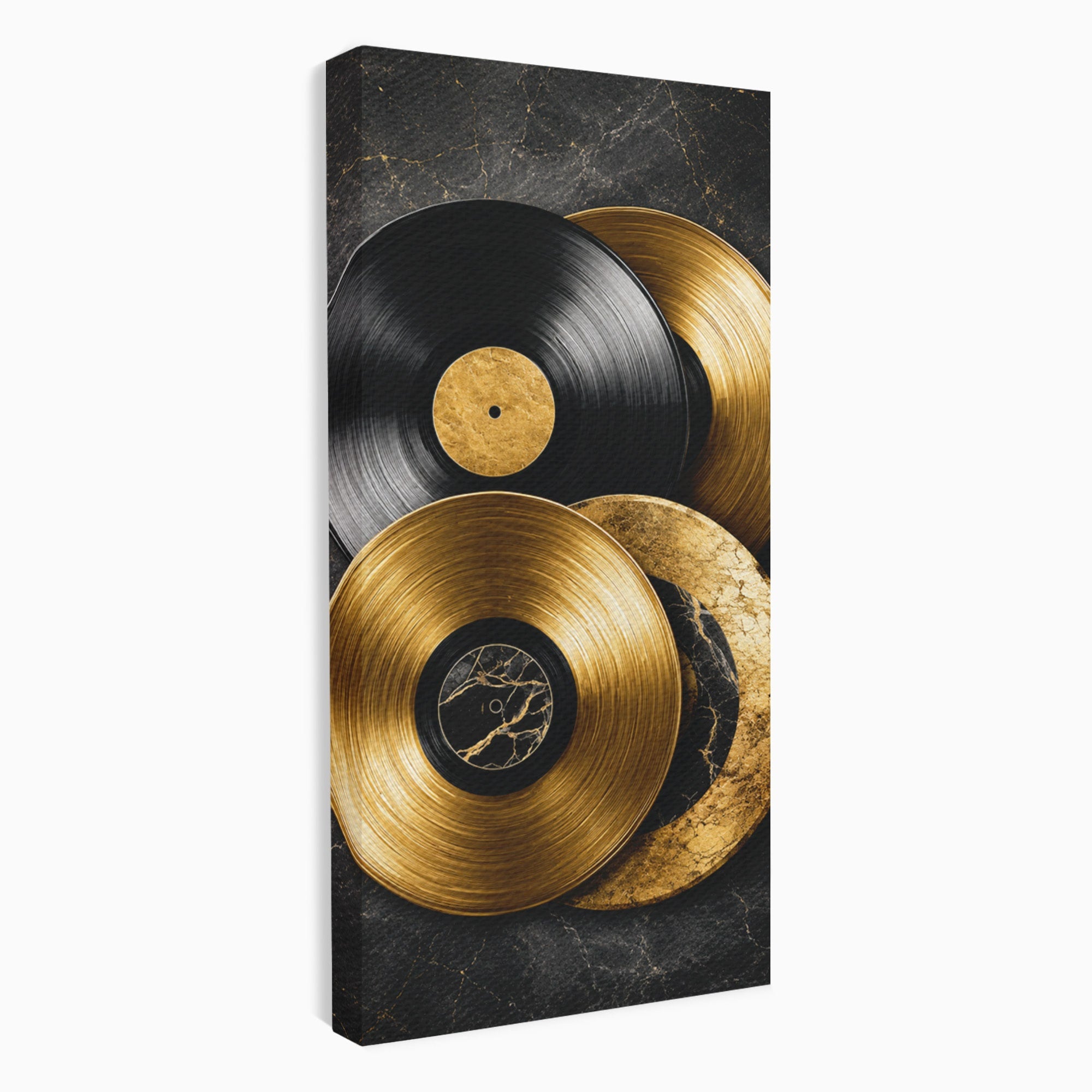 Tablou Canvas Premium LuxCanva® R1054, Viniluri Aurii, Viniluri, Muzica, Retro, Birou, Living, Culori Vibrante