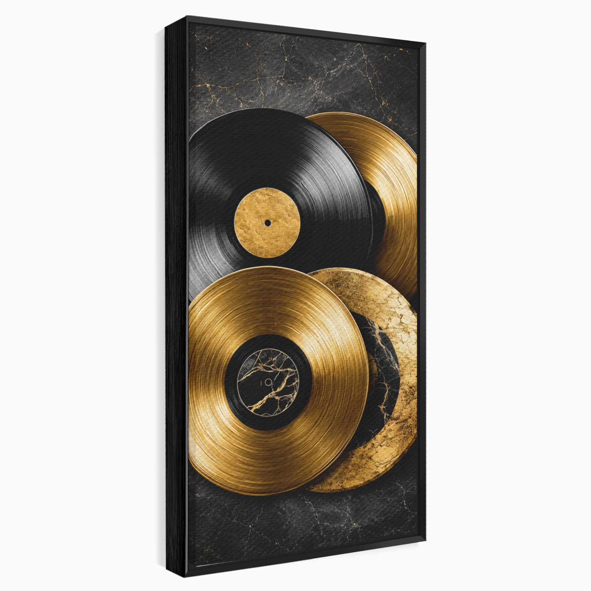 Tablou Canvas Premium LuxCanva® R1054, Viniluri Aurii, Viniluri, Muzica, Retro, Birou, Living, Culori Vibrante