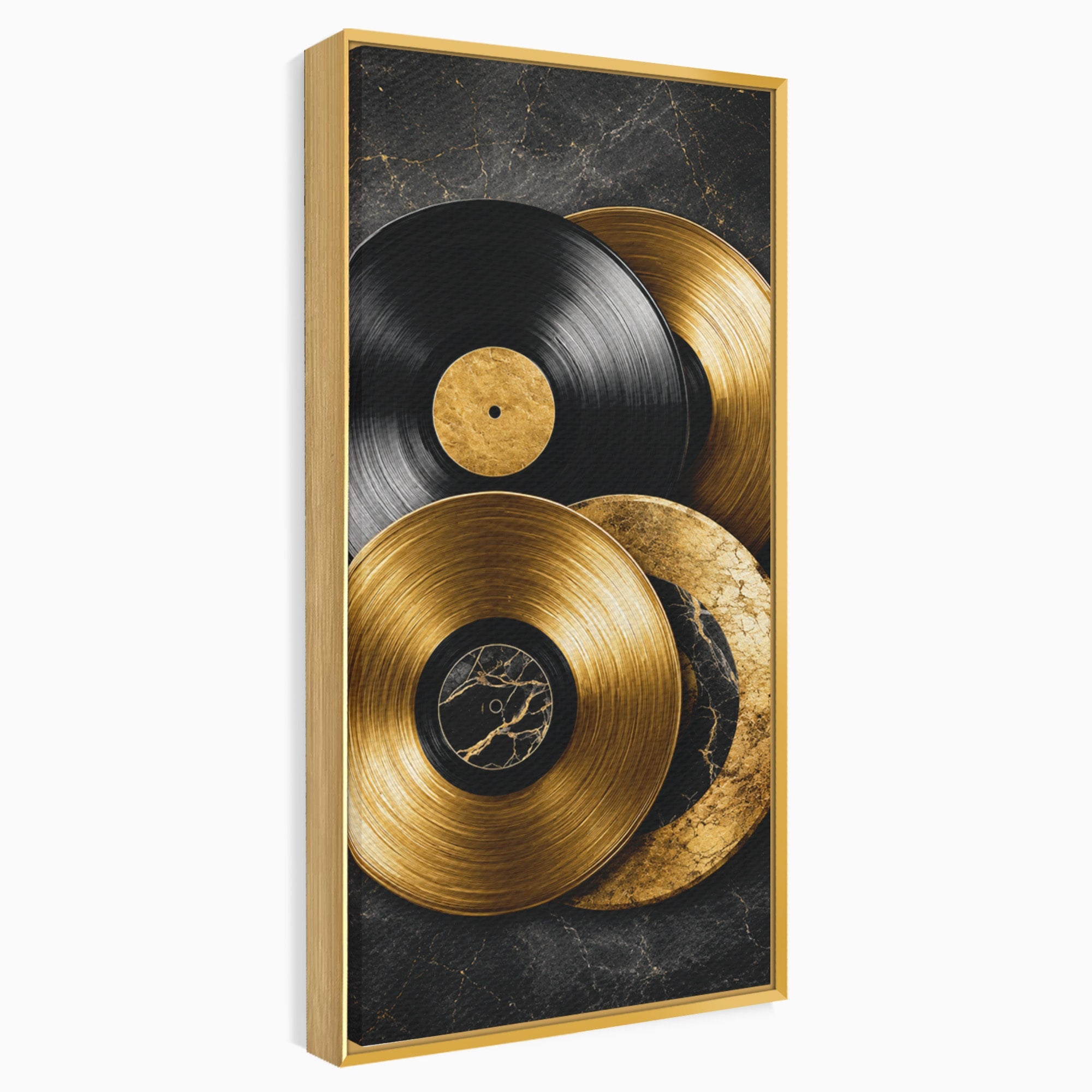 Tablou Canvas Premium LuxCanva® R1054, Viniluri Aurii, Viniluri, Muzica, Retro, Birou, Living, Culori Vibrante