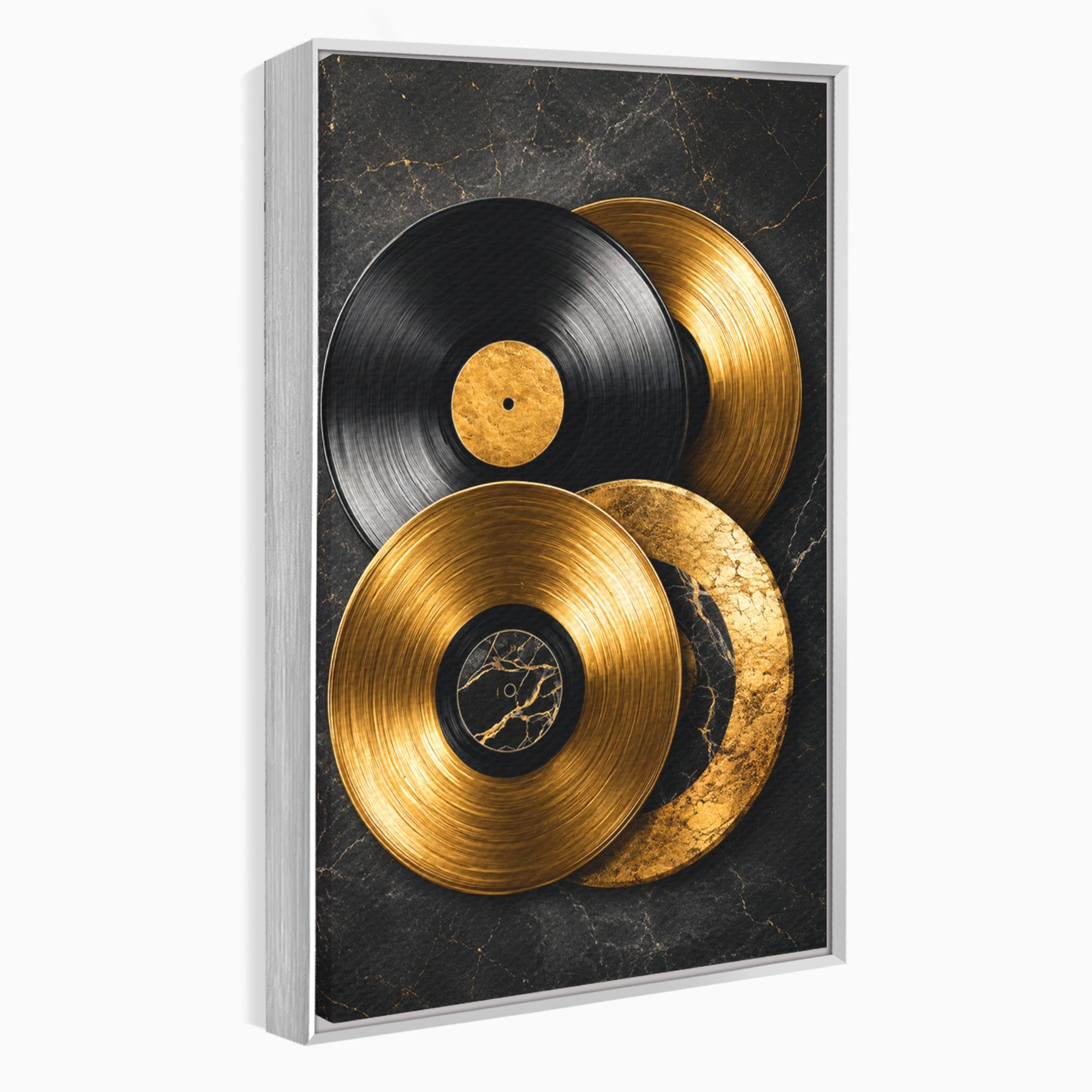 Tablou Canvas Premium LuxCanva® R1054, Viniluri Aurii, Viniluri, Muzica, Retro, Birou, Living, Culori Vibrante
