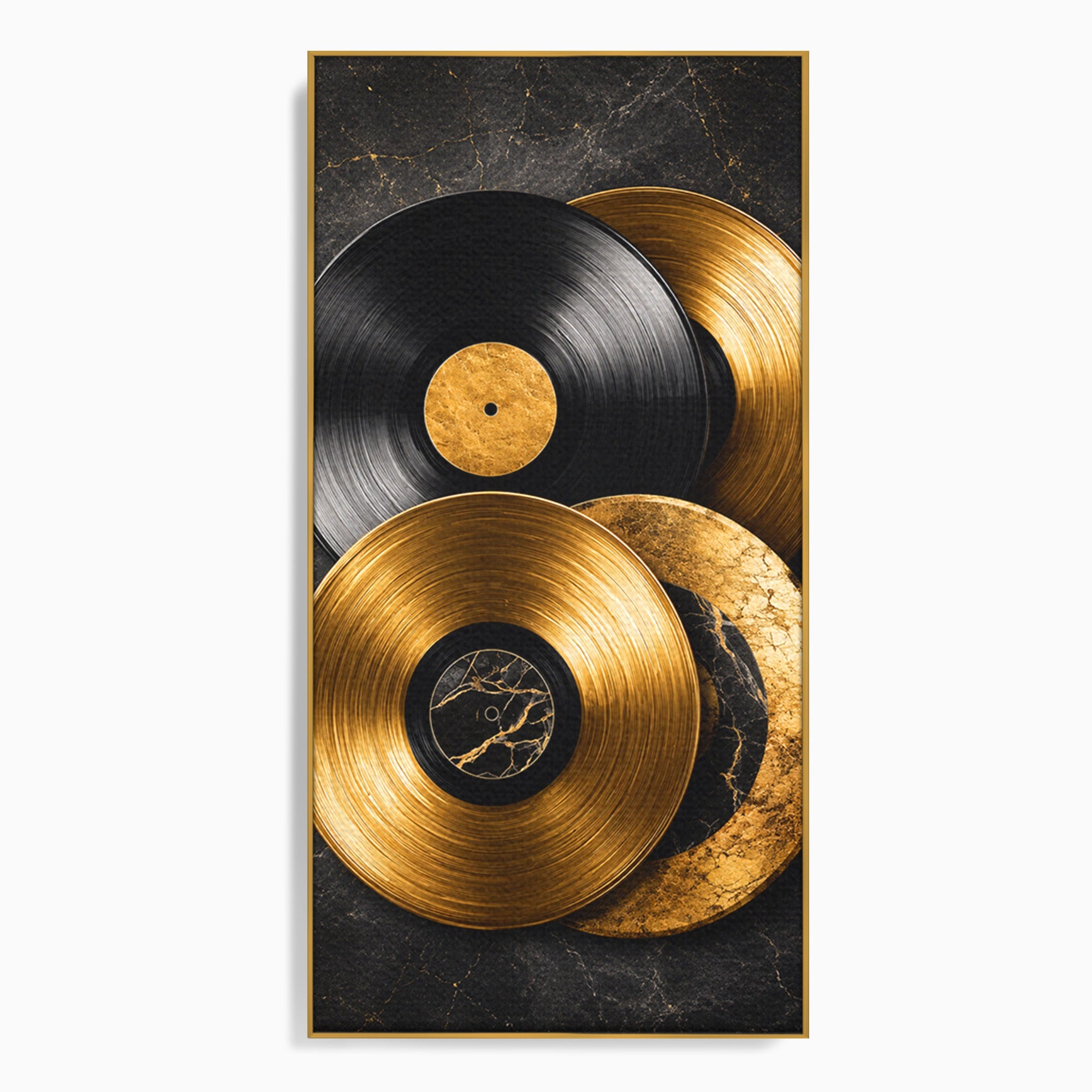 Tablou Canvas Premium LuxCanva® R1054, Viniluri Aurii, Viniluri, Muzica, Retro, Birou, Living, Culori Vibrante