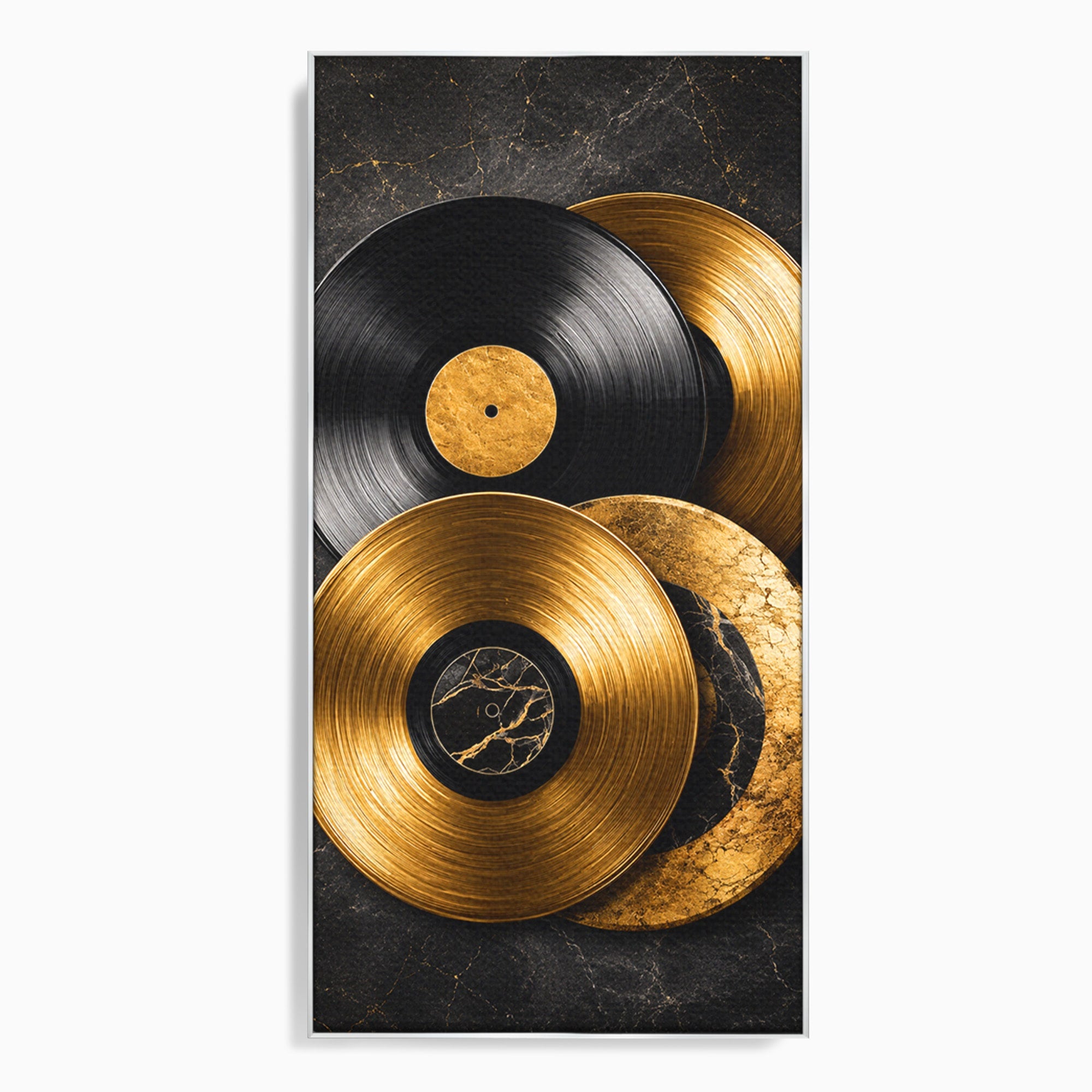 Tablou Canvas Premium LuxCanva® R1054, Viniluri Aurii, Viniluri, Muzica, Retro, Birou, Living, Culori Vibrante