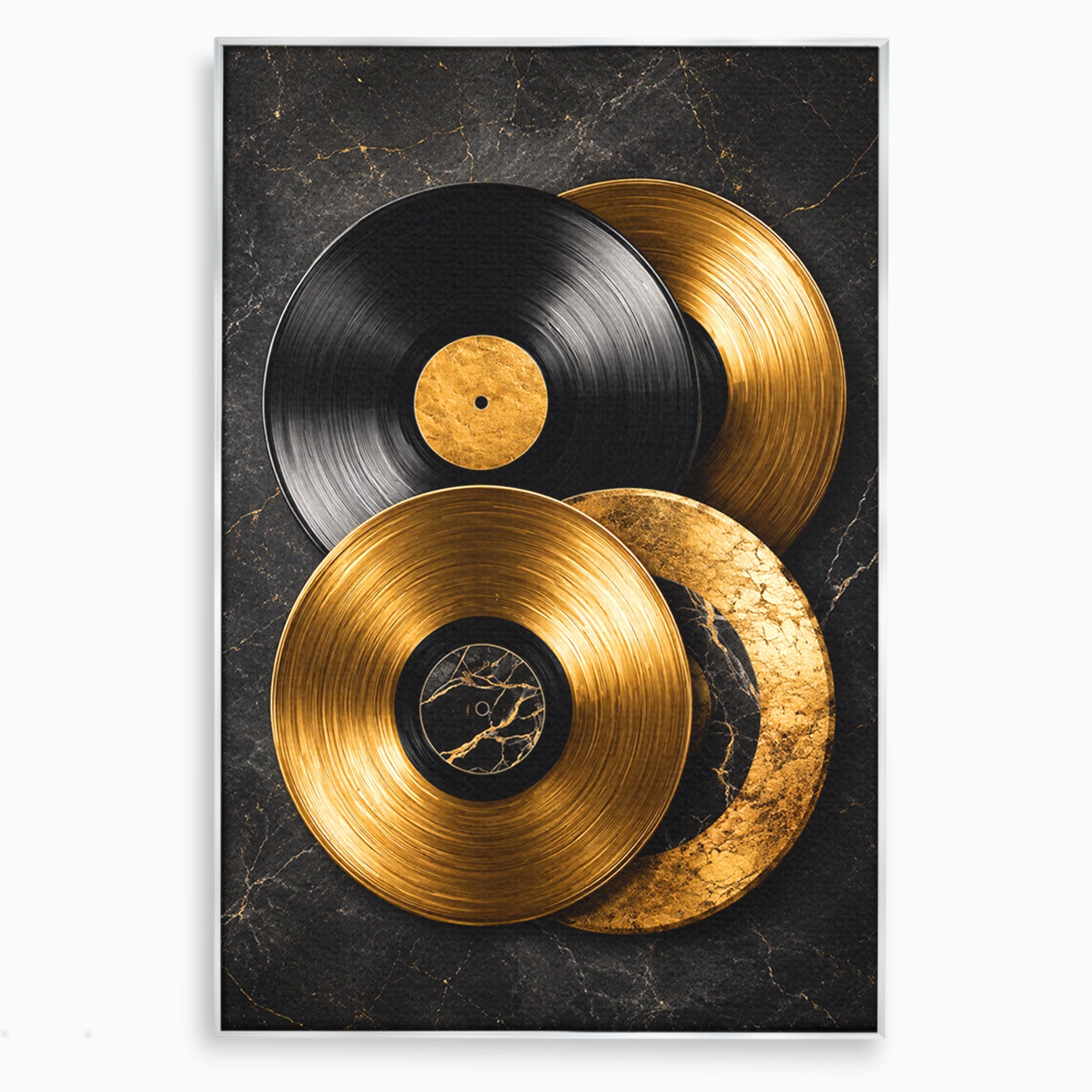 Tablou Canvas Premium LuxCanva® R1054, Viniluri Aurii, Viniluri, Muzica, Retro, Birou, Living, Culori Vibrante