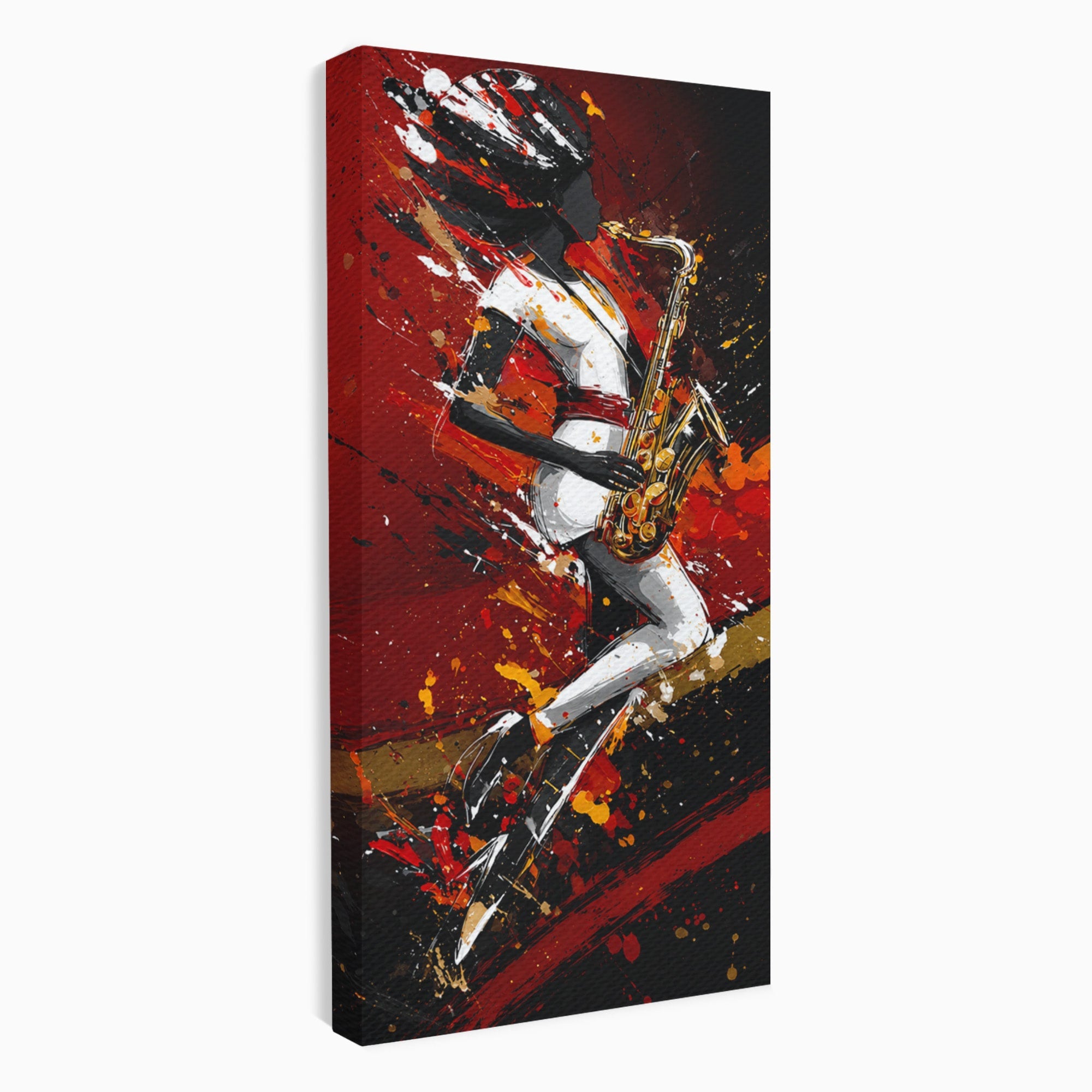Tablou Canvas Premium LuxCanva® R1055, Saxofonistul Dinamic, Muzica, Saxofon, Arta Abstracta, Energetic, Living, Culori Vibrante