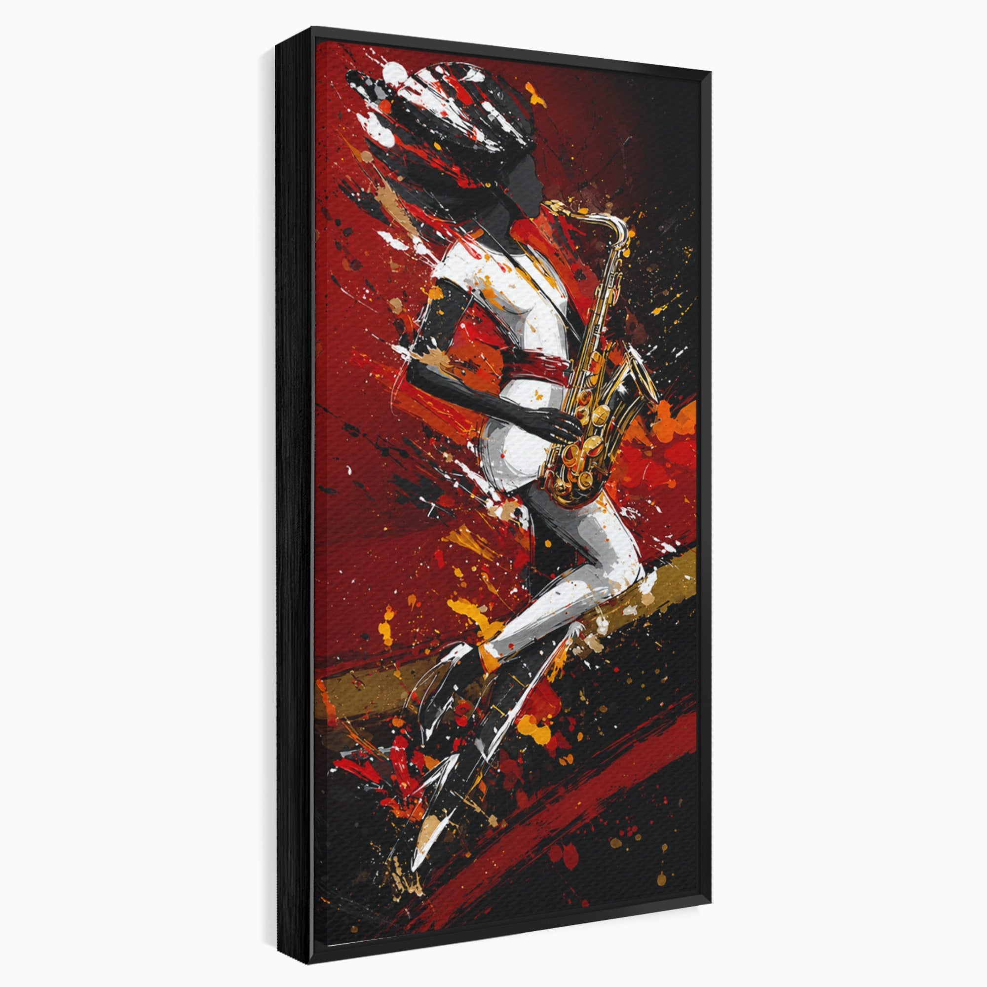 Tablou Canvas Premium LuxCanva® R1055, Saxofonistul Dinamic, Muzica, Saxofon, Arta Abstracta, Energetic, Living, Culori Vibrante