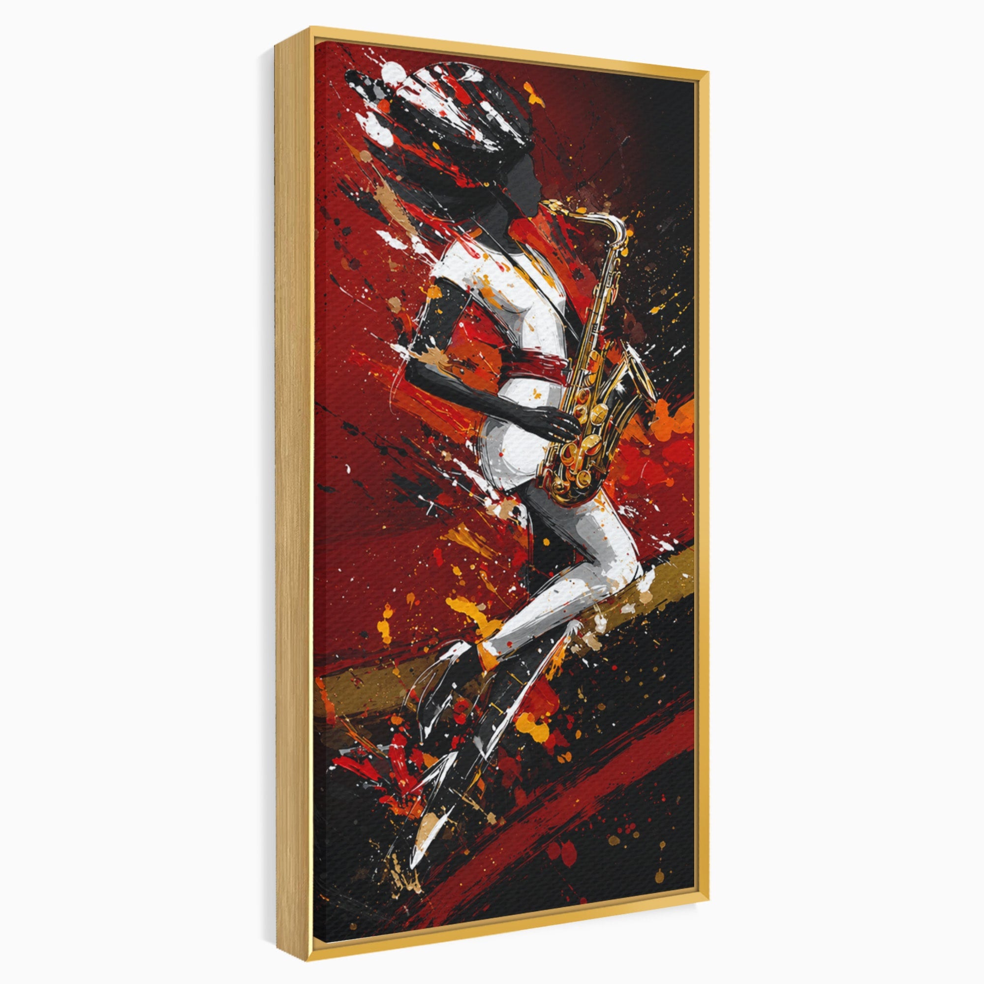 Tablou Canvas Premium LuxCanva® R1055, Saxofonistul Dinamic, Muzica, Saxofon, Arta Abstracta, Energetic, Living, Culori Vibrante