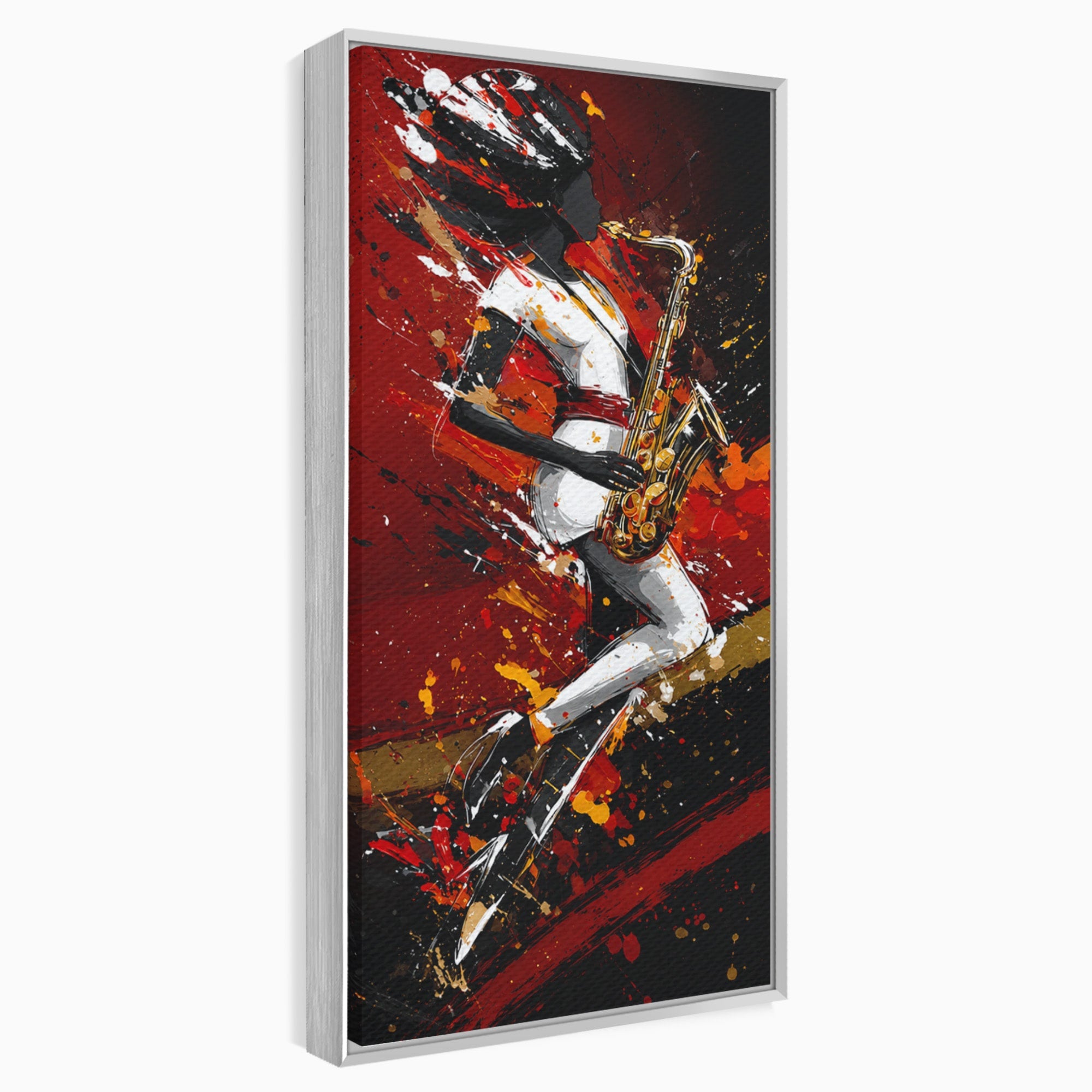 Tablou Canvas Premium LuxCanva® R1055, Saxofonistul Dinamic, Muzica, Saxofon, Arta Abstracta, Energetic, Living, Culori Vibrante