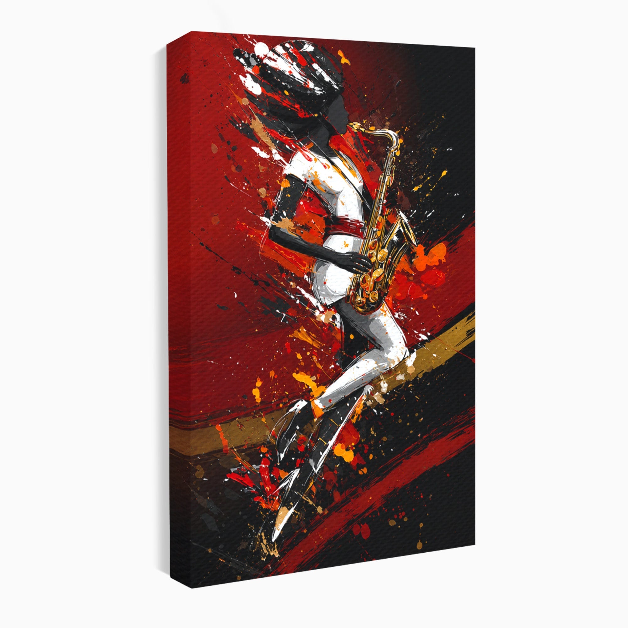 Tablou Canvas Premium LuxCanva® R1055, Saxofonistul Dinamic, Muzica, Saxofon, Arta Abstracta, Energetic, Living, Culori Vibrante