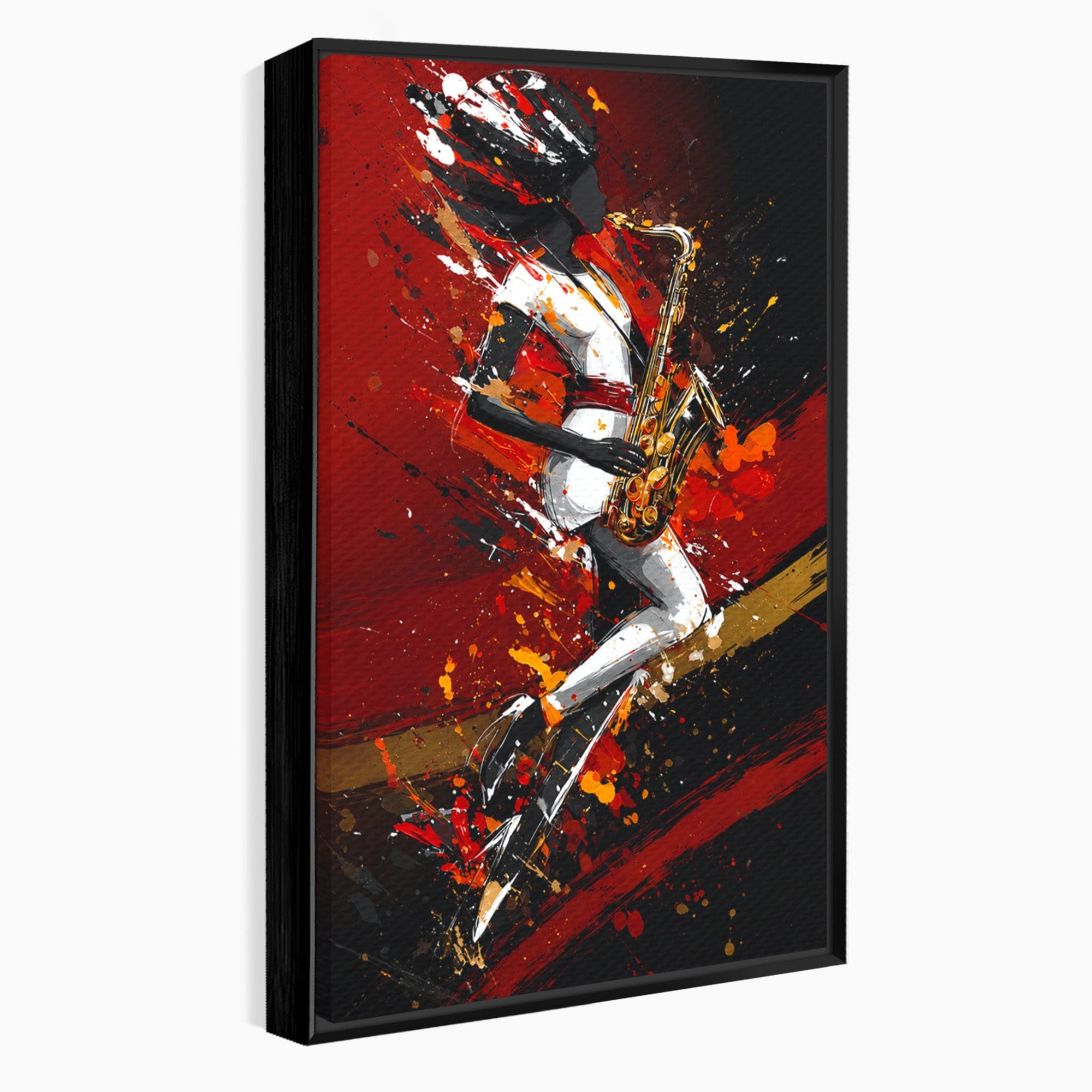Tablou Canvas Premium LuxCanva® R1055, Saxofonistul Dinamic, Muzica, Saxofon, Arta Abstracta, Energetic, Living, Culori Vibrante