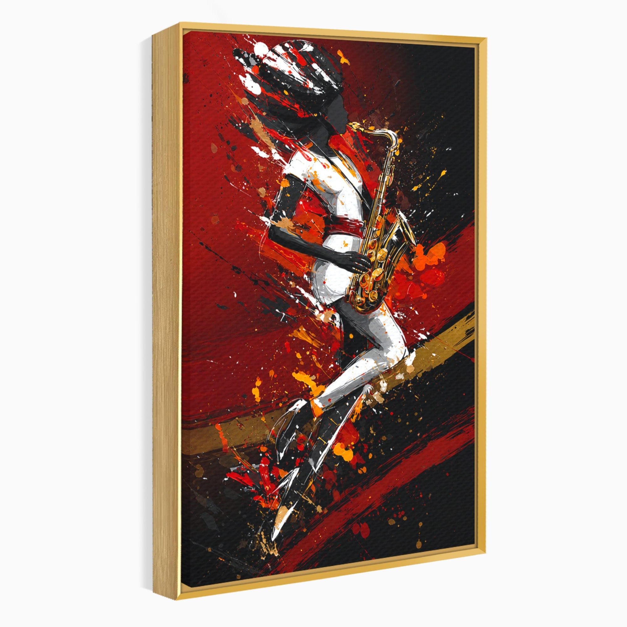Tablou Canvas Premium LuxCanva® R1055, Saxofonistul Dinamic, Muzica, Saxofon, Arta Abstracta, Energetic, Living, Culori Vibrante