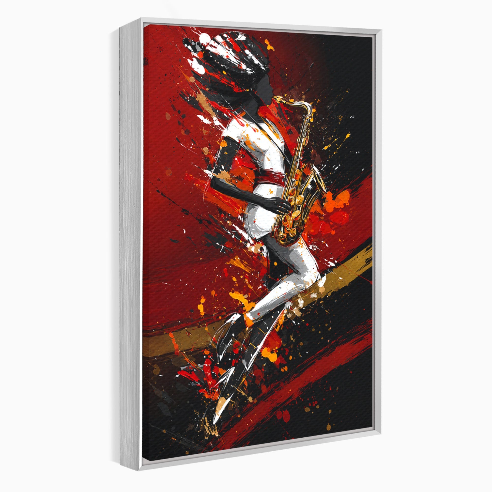 Tablou Canvas Premium LuxCanva® R1055, Saxofonistul Dinamic, Muzica, Saxofon, Arta Abstracta, Energetic, Living, Culori Vibrante