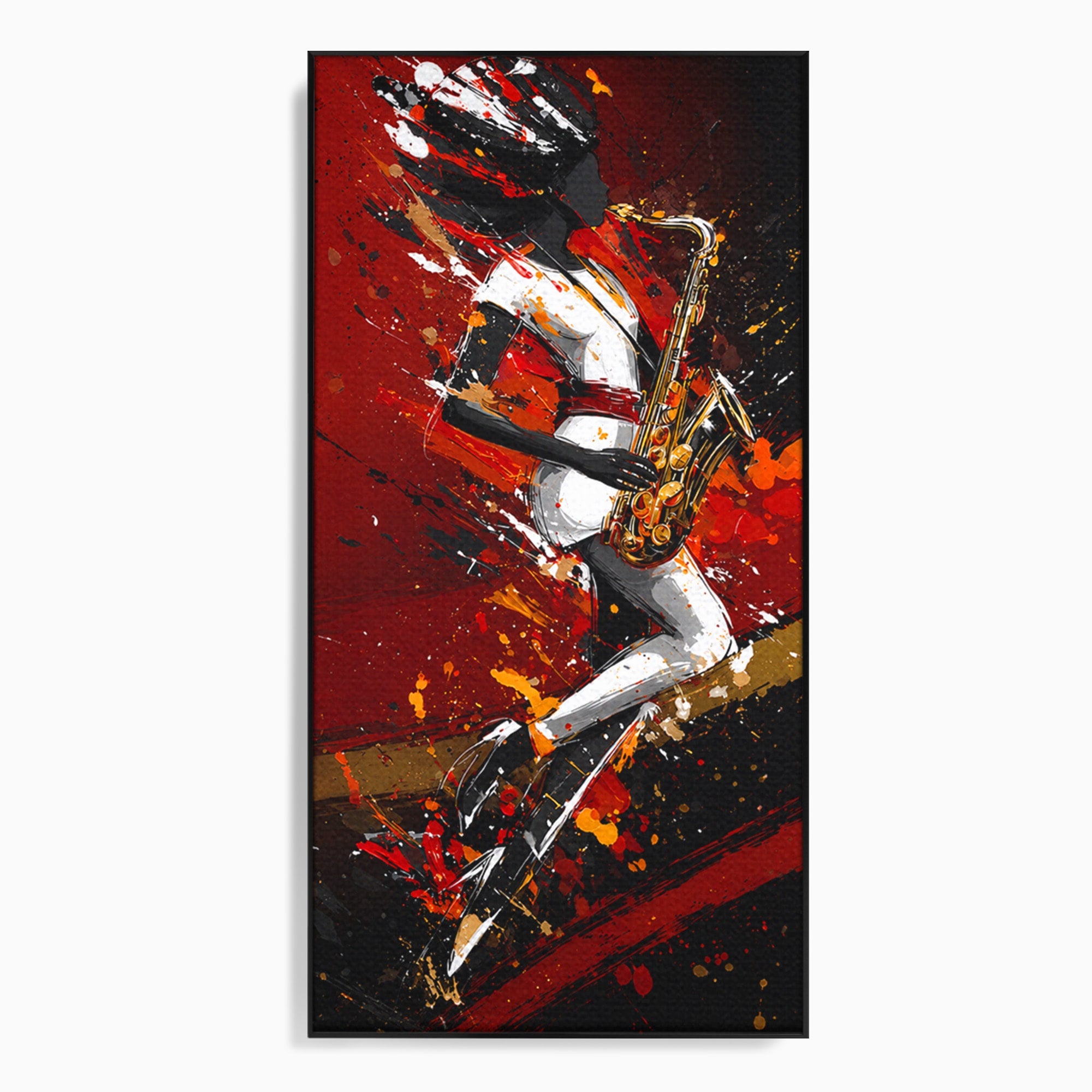 Tablou Canvas Premium LuxCanva® R1055, Saxofonistul Dinamic, Muzica, Saxofon, Arta Abstracta, Energetic, Living, Culori Vibrante