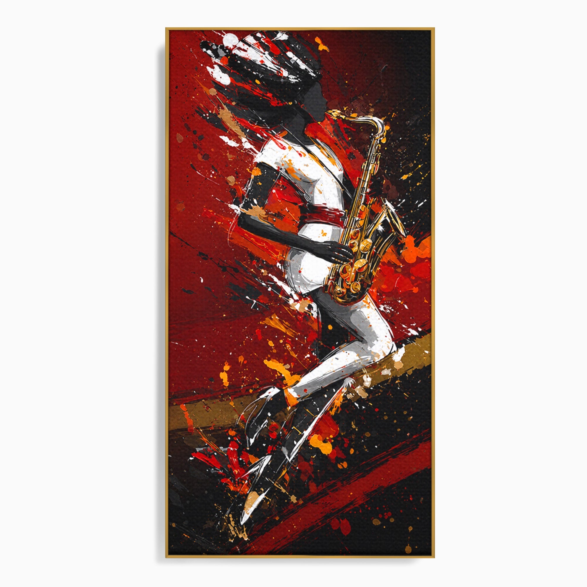 Tablou Canvas Premium LuxCanva® R1055, Saxofonistul Dinamic, Muzica, Saxofon, Arta Abstracta, Energetic, Living, Culori Vibrante