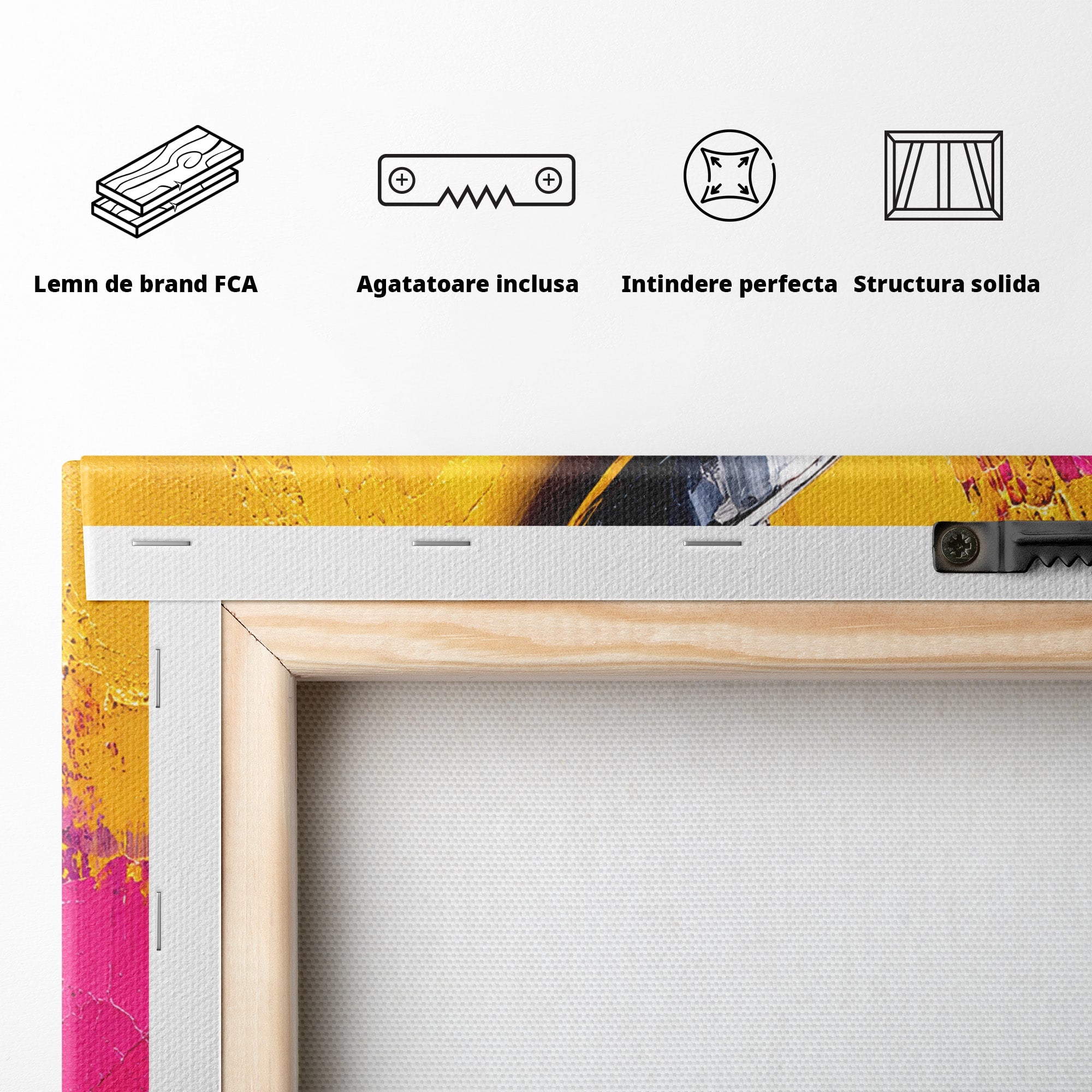 Tablou Canvas Premium LuxCanva® R1056, Cheie Sol Cromatica, Muzica, Arta Abstracta, Living, Culori Intense, Note Muzicale, Culori Vibrante