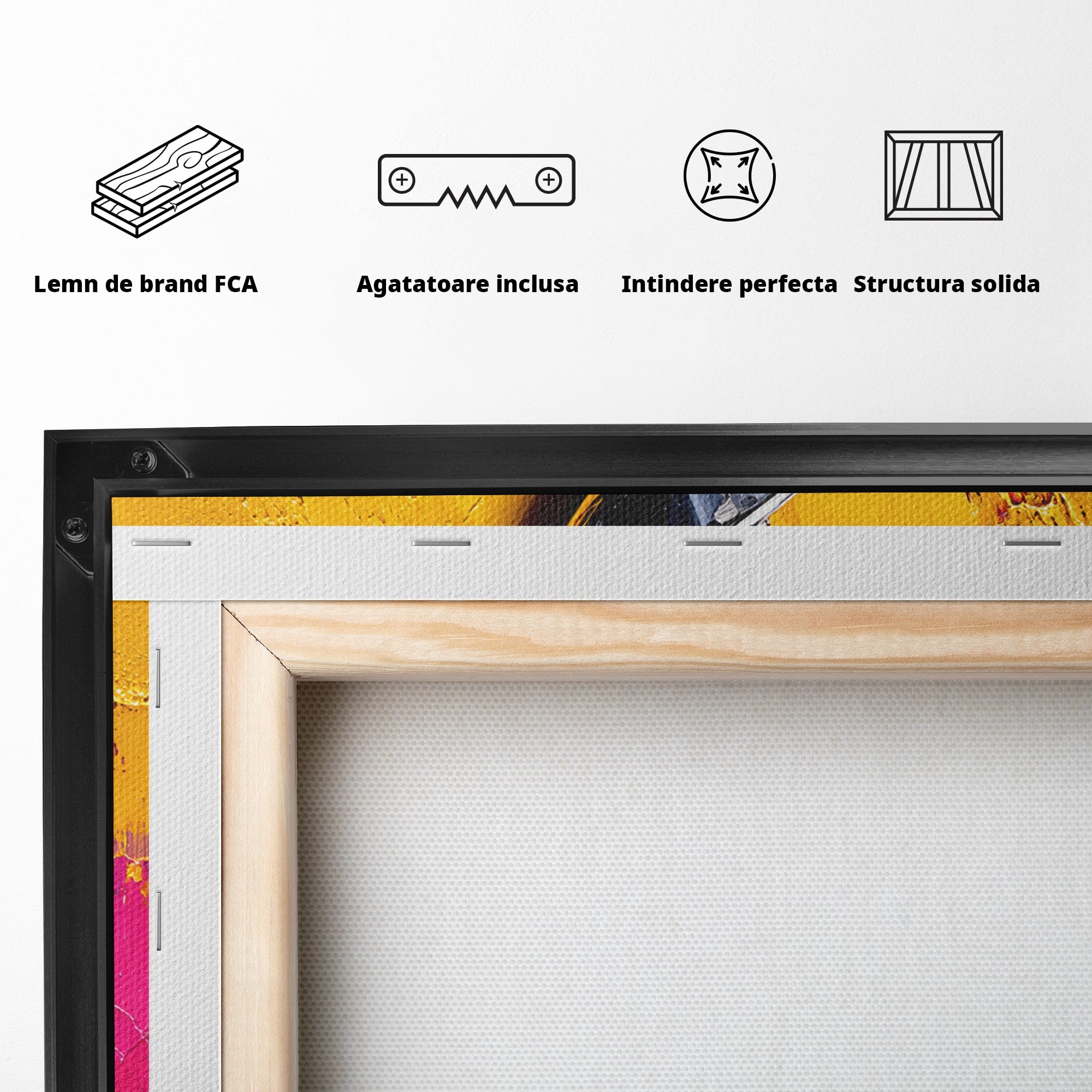 Tablou Canvas Premium LuxCanva® R1056, Cheie Sol Cromatica, Muzica, Arta Abstracta, Living, Culori Intense, Note Muzicale, Culori Vibrante