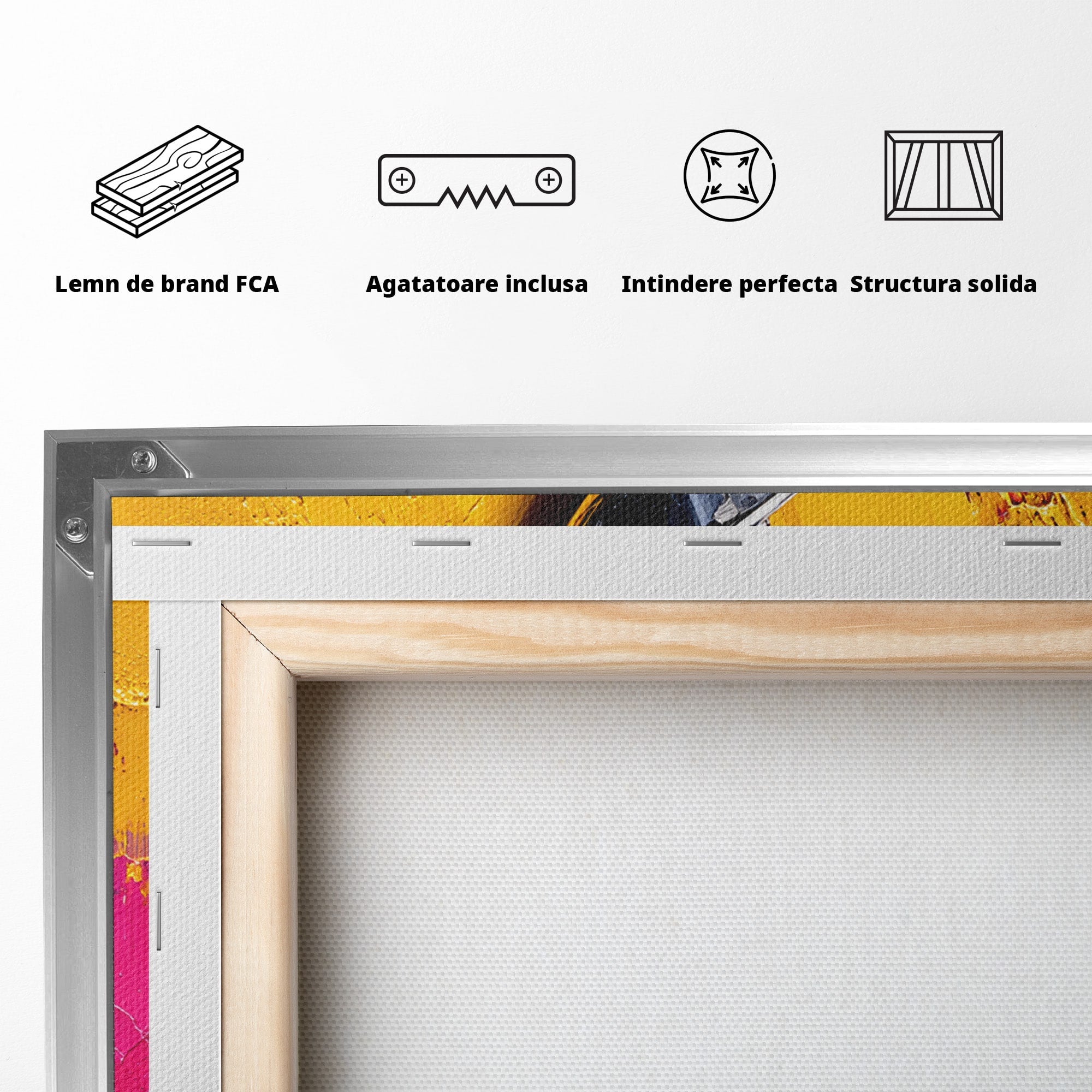 Tablou Canvas Premium LuxCanva® R1056, Cheie Sol Cromatica, Muzica, Arta Abstracta, Living, Culori Intense, Note Muzicale, Culori Vibrante