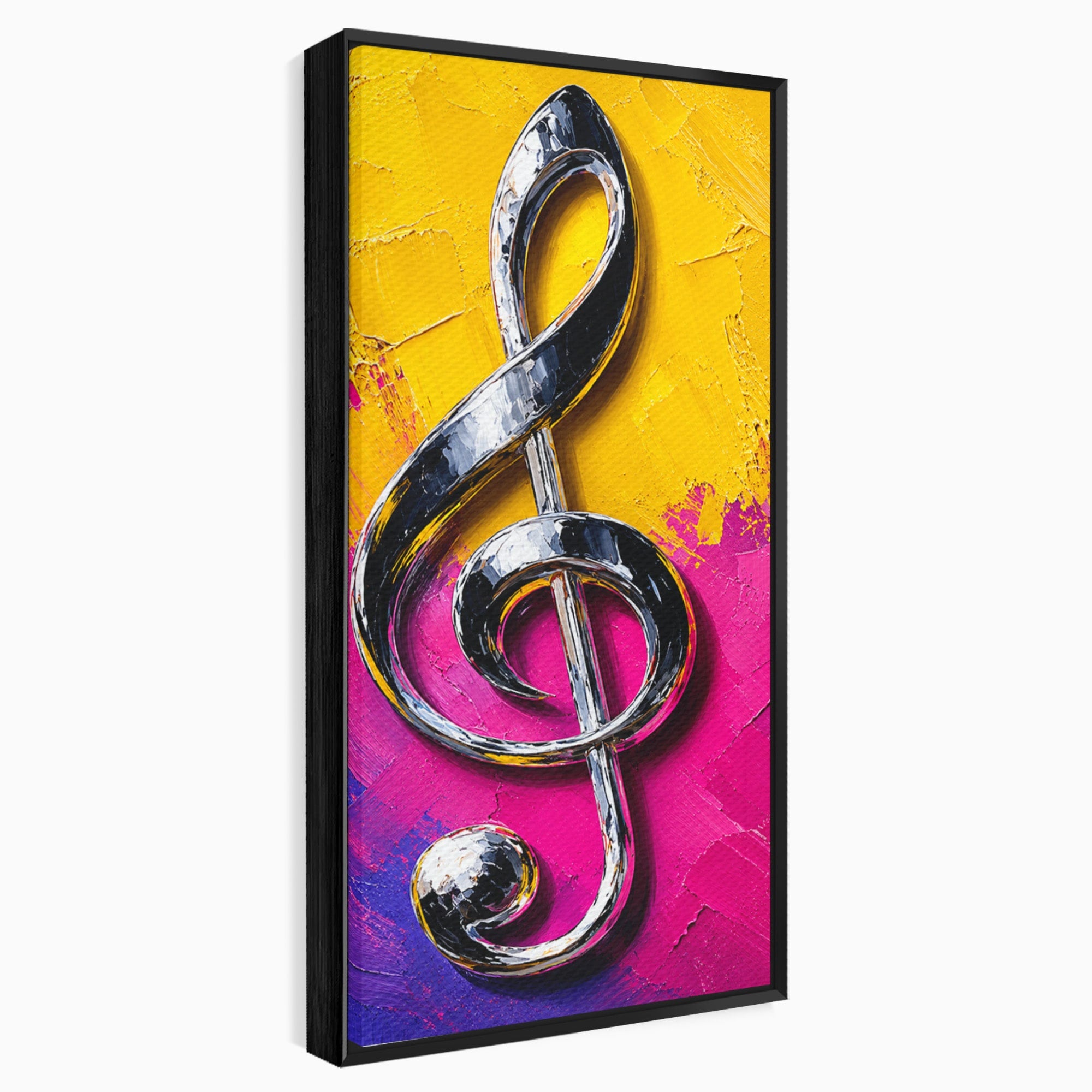 Tablou Canvas Premium LuxCanva® R1056, Cheie Sol Cromatica, Muzica, Arta Abstracta, Living, Culori Intense, Note Muzicale, Culori Vibrante