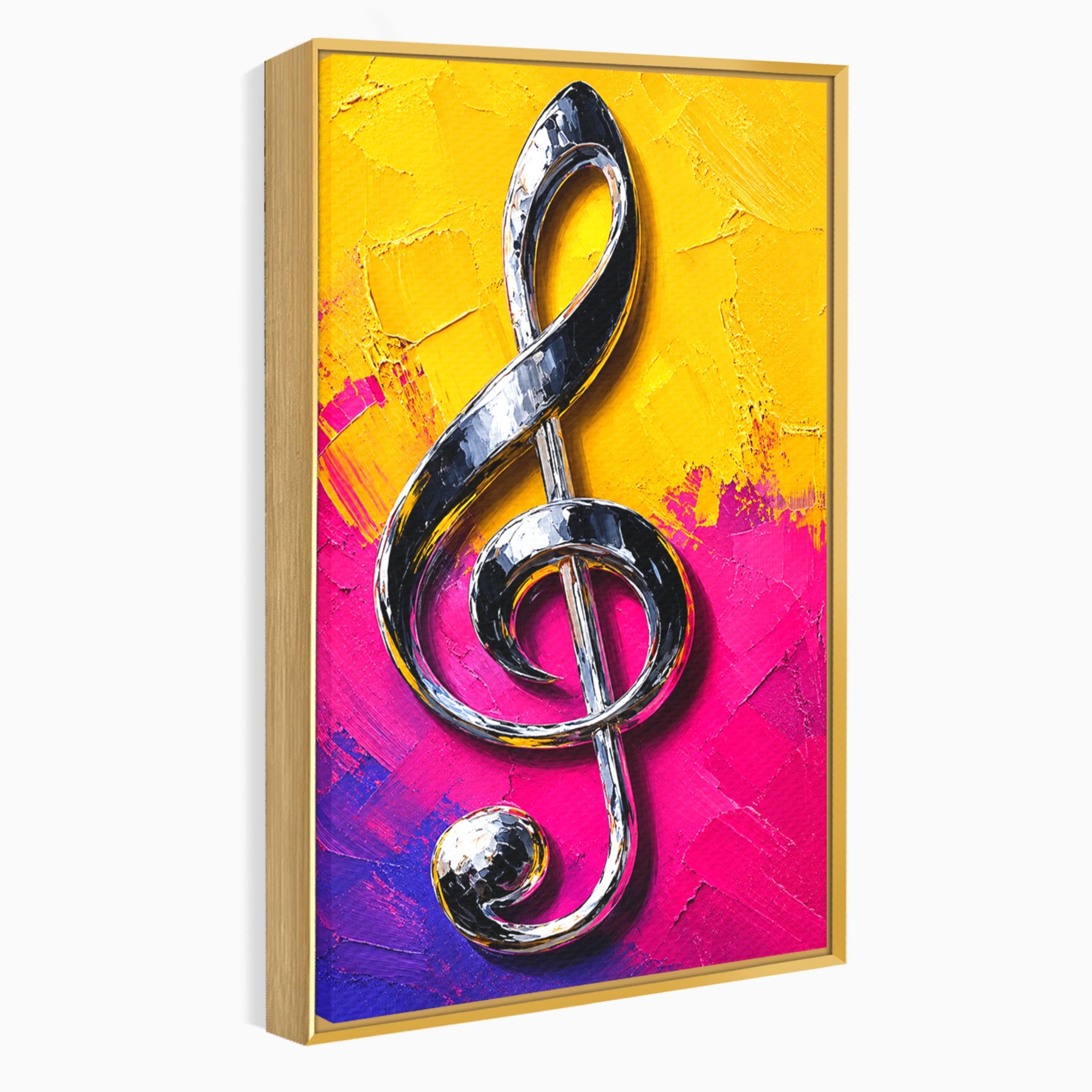 Tablou Canvas Premium LuxCanva® R1056, Cheie Sol Cromatica, Muzica, Arta Abstracta, Living, Culori Intense, Note Muzicale, Culori Vibrante