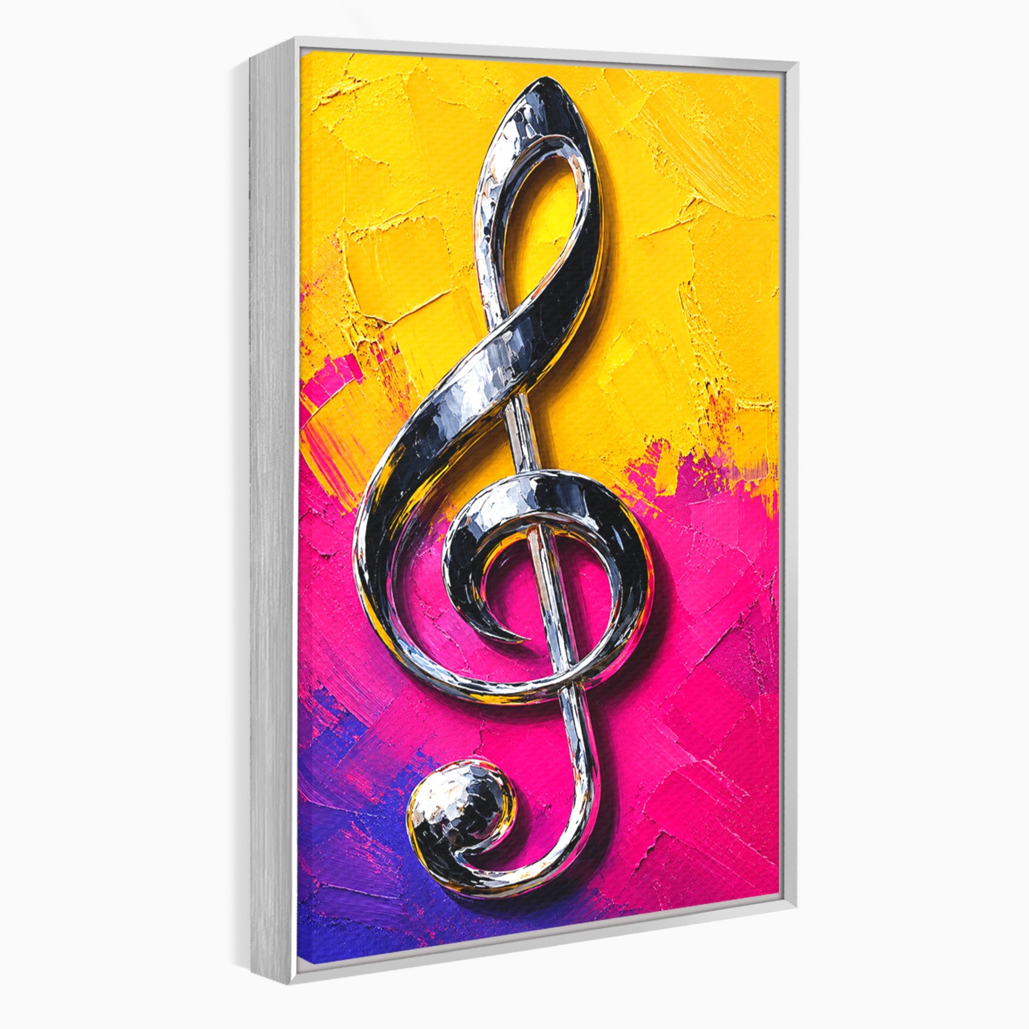 Tablou Canvas Premium LuxCanva® R1056, Cheie Sol Cromatica, Muzica, Arta Abstracta, Living, Culori Intense, Note Muzicale, Culori Vibrante