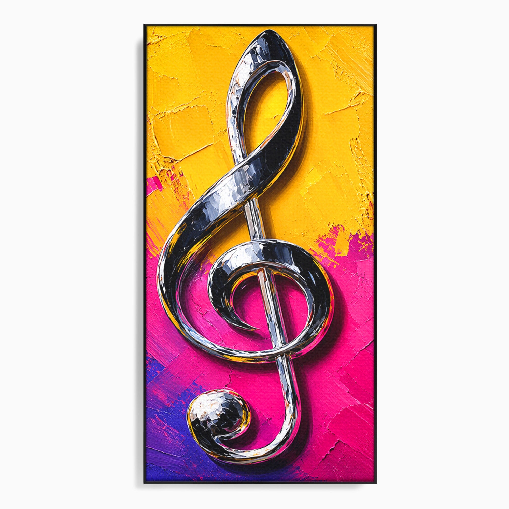 Tablou Canvas Premium LuxCanva® R1056, Cheie Sol Cromatica, Muzica, Arta Abstracta, Living, Culori Intense, Note Muzicale, Culori Vibrante